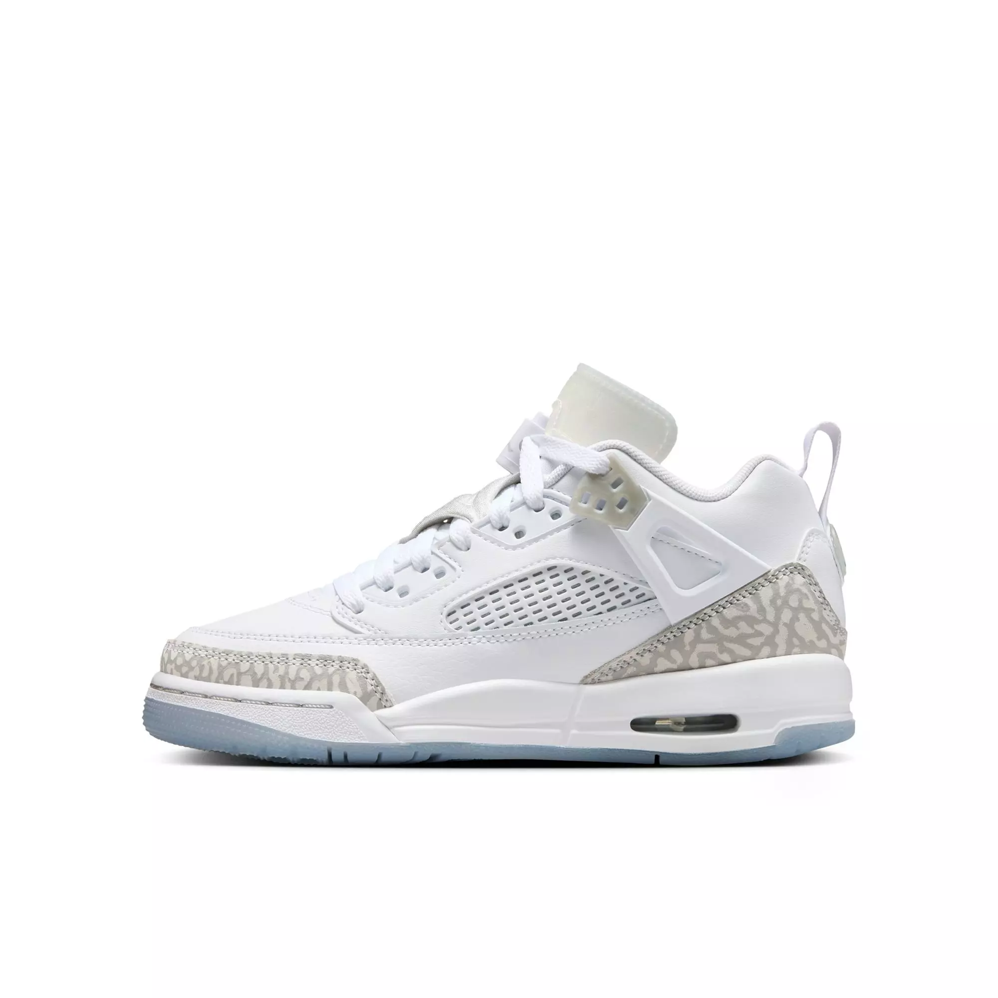 Jordan Spizike Low "White/Neutral Grey/Metallic Silver" Grade School Boys' Shoe - WHITE/SILVER