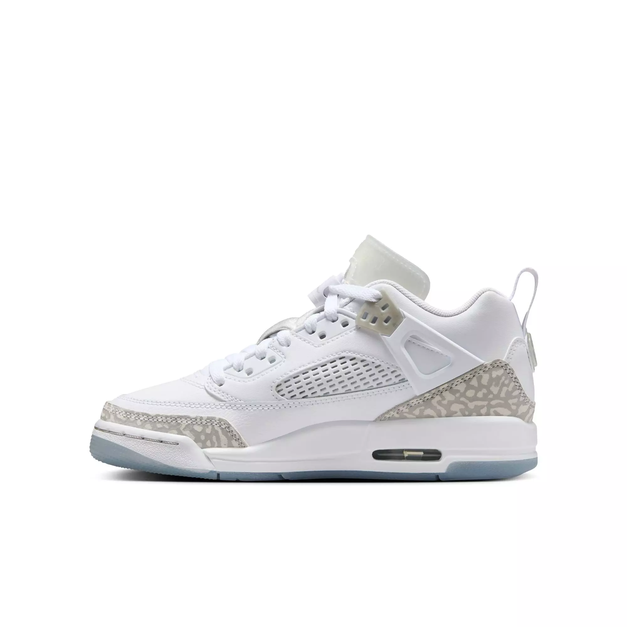 Jordan Spizike Low "White/Neutral Grey/Metallic Silver" Grade School Boys' Shoe - WHITE/SILVER