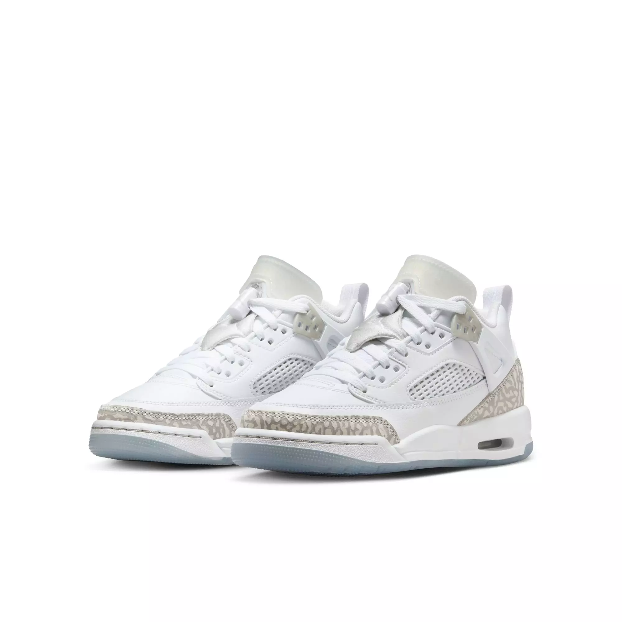 Jordan Spizike Low "White/Neutral Grey/Metallic Silver" Grade School Boys' Shoe - WHITE/SILVER