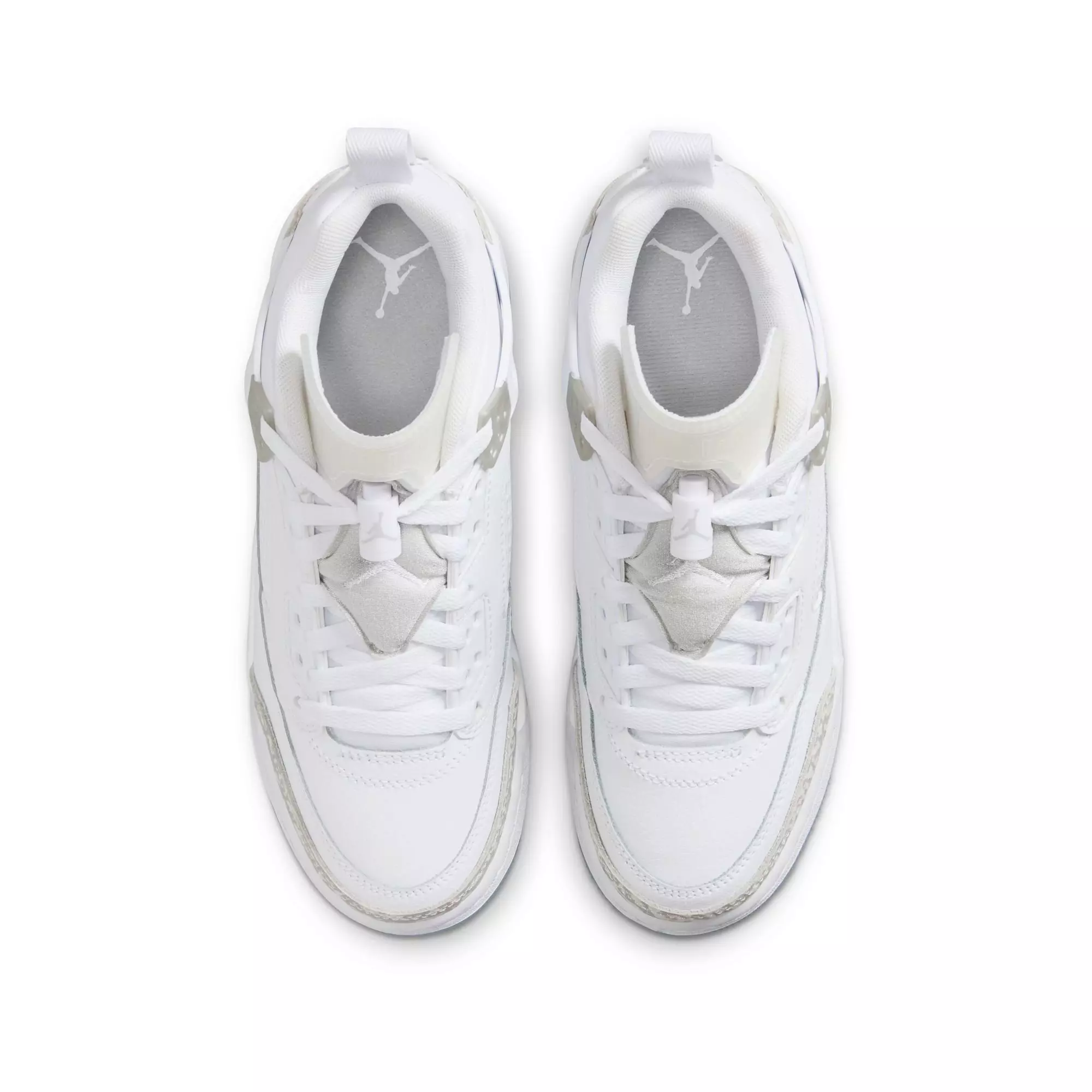 Jordan Spizike Low "White/Neutral Grey/Metallic Silver" Grade School Boys' Shoe - WHITE/SILVER