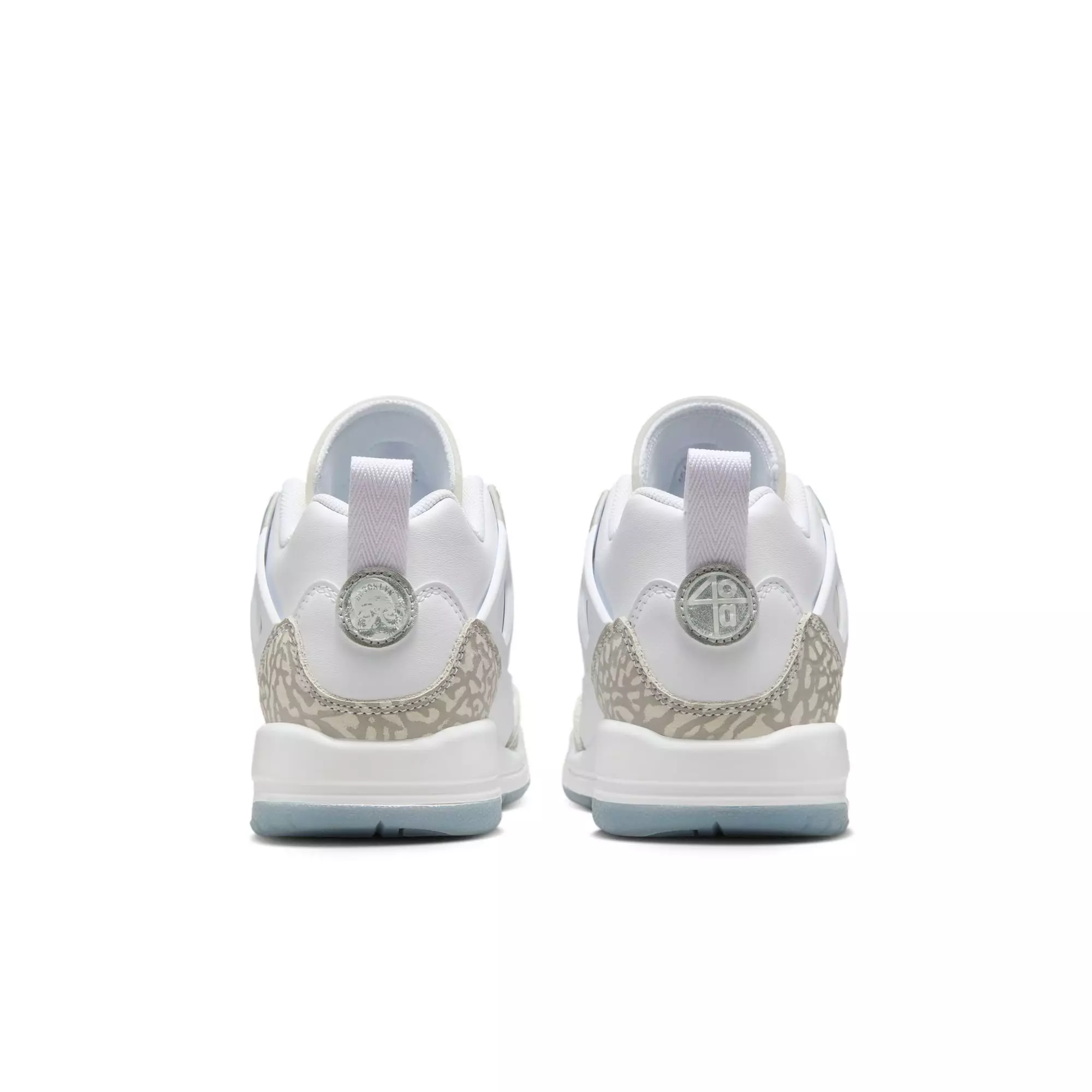 Jordan Spizike Low "White/Neutral Grey/Metallic Silver" Grade School Boys' Shoe - WHITE/SILVER