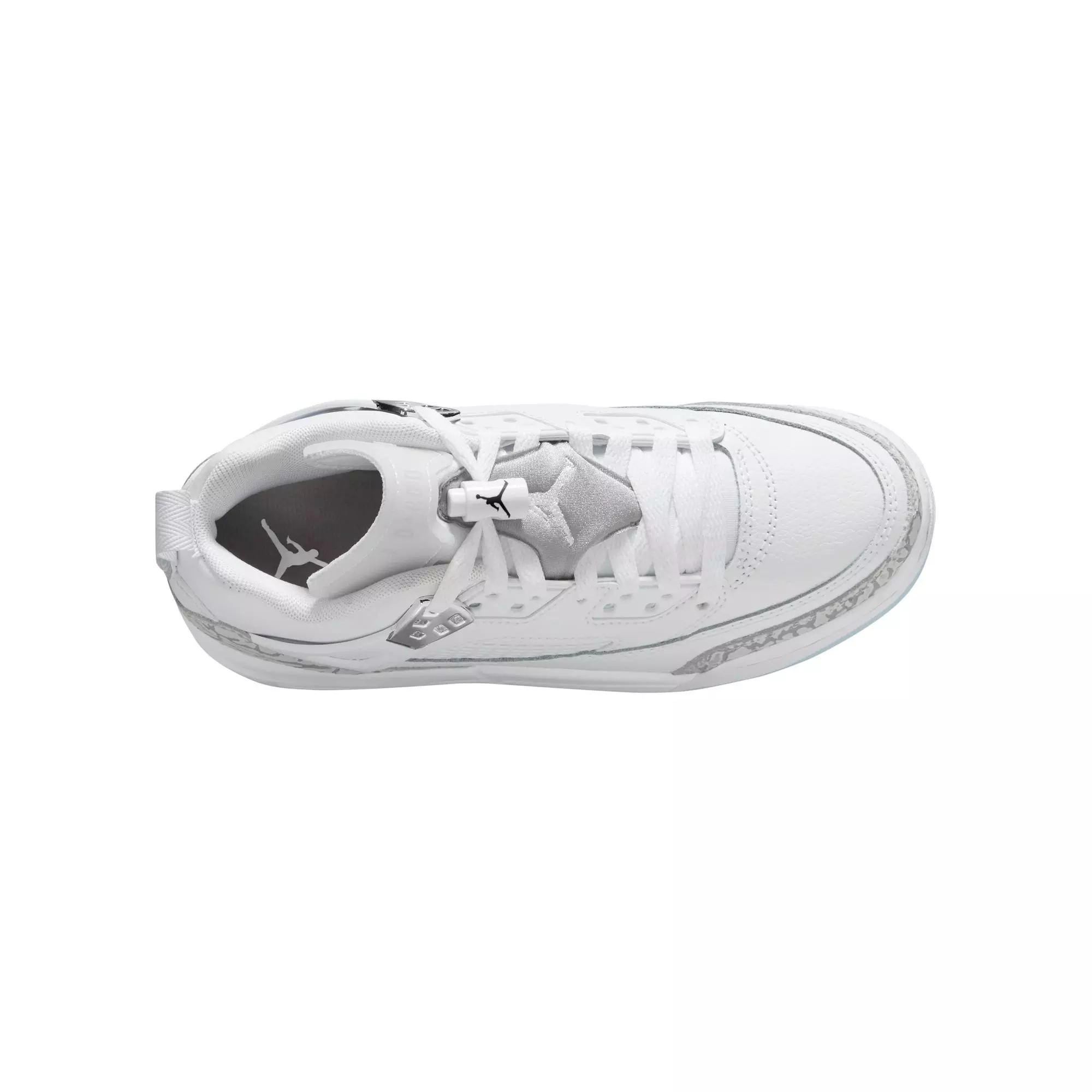 Jordan Spizike Low "White/Neutral Grey/Metallic Silver" Grade School Boys' Shoe - WHITE/SILVER