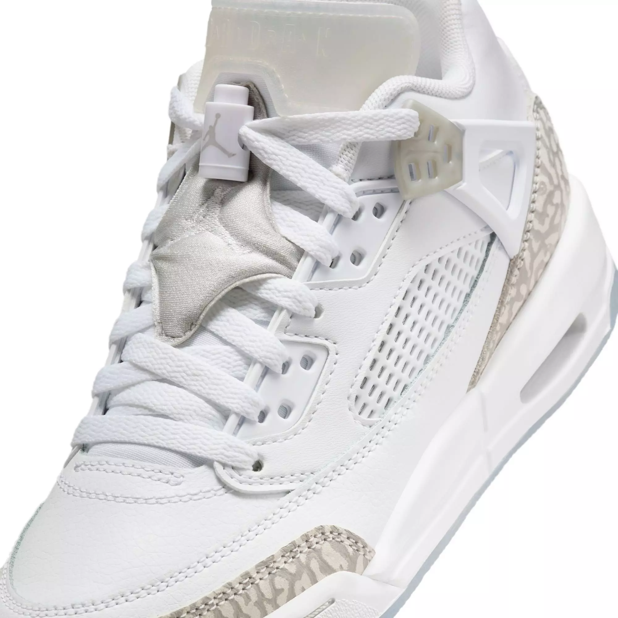 Jordan Spizike Low "White/Neutral Grey/Metallic Silver" Grade School Boys' Shoe - WHITE/SILVER
