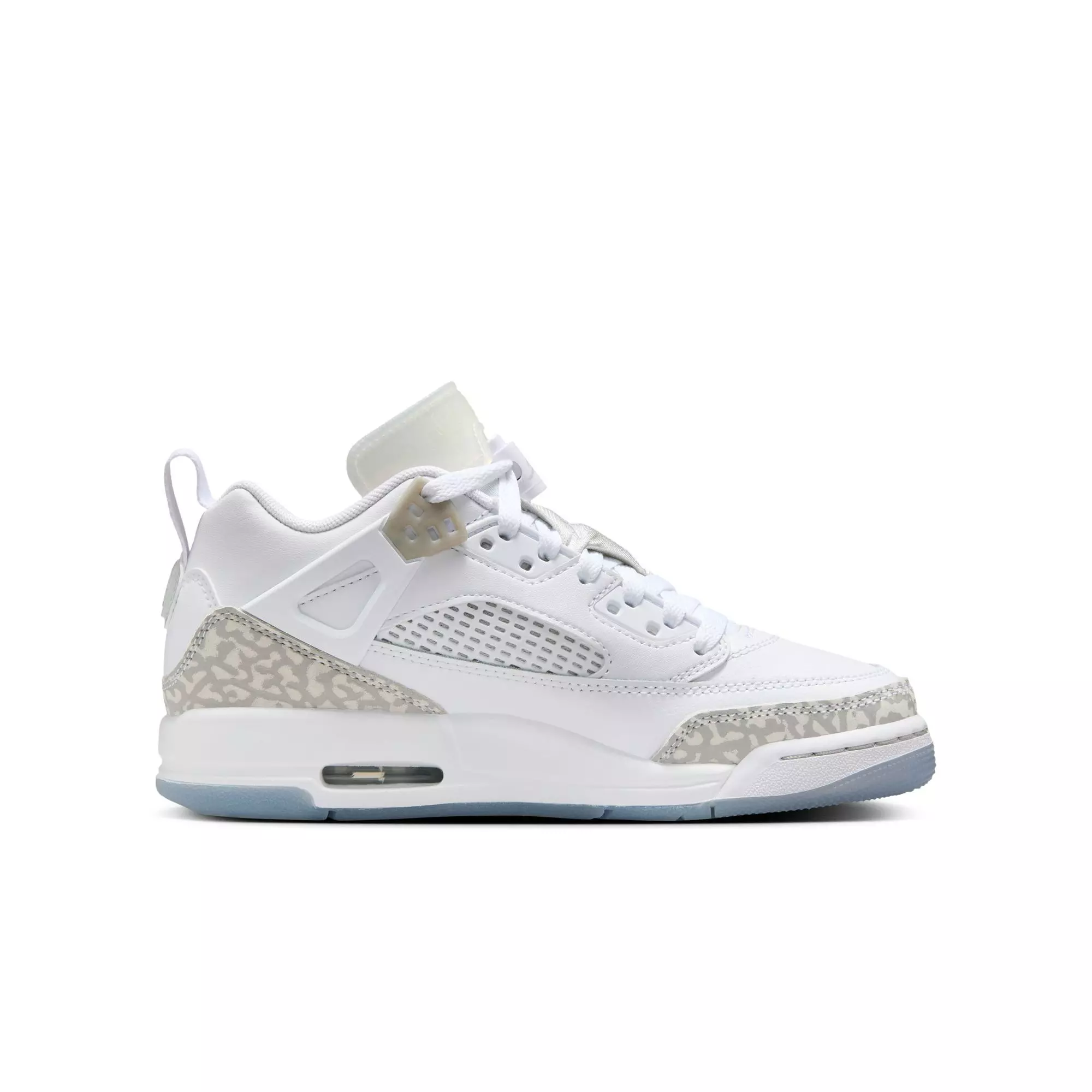 Jordan Spizike Low "White/Neutral Grey/Metallic Silver" Grade School Boys' Shoe - WHITE/SILVER
