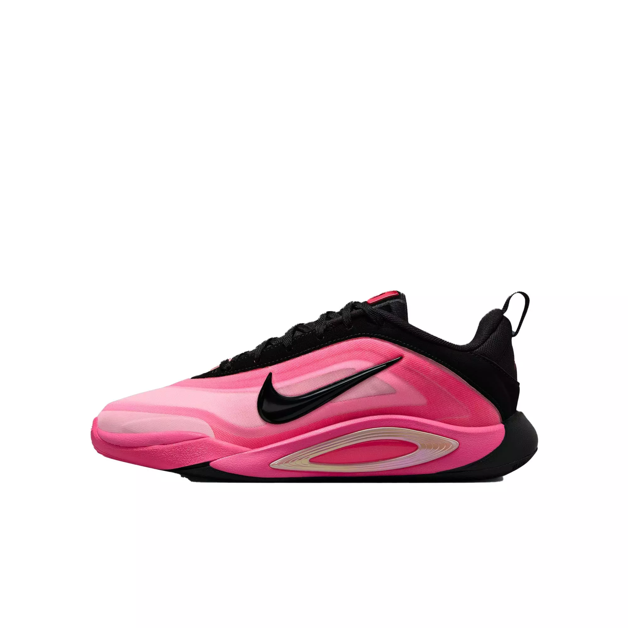 Nike A'One "Leo Lights" Grade School Kids' Basketball Shoe - BLACK/HYPER PINK/LASER PINK