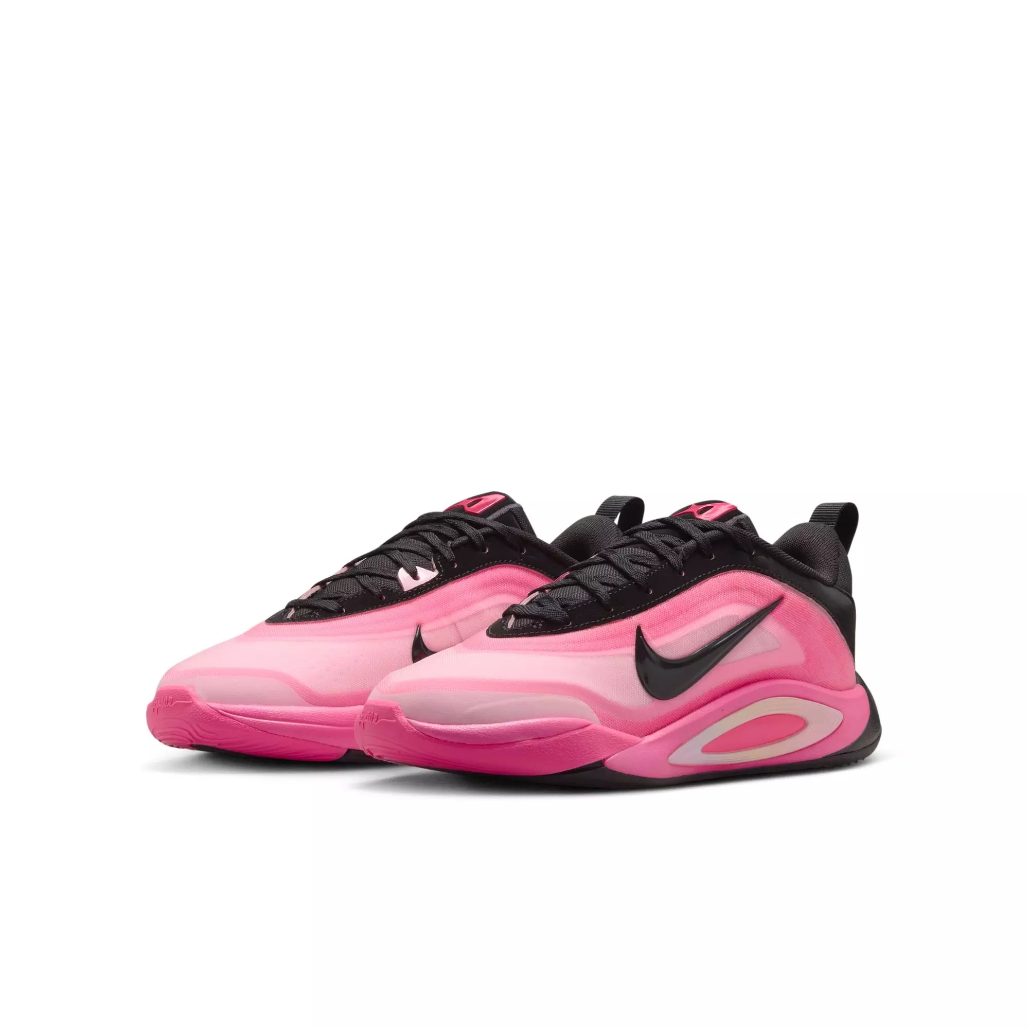 Nike A'One "Leo Lights" Grade School Kids' Basketball Shoe - BLACK/HYPER PINK/LASER PINK