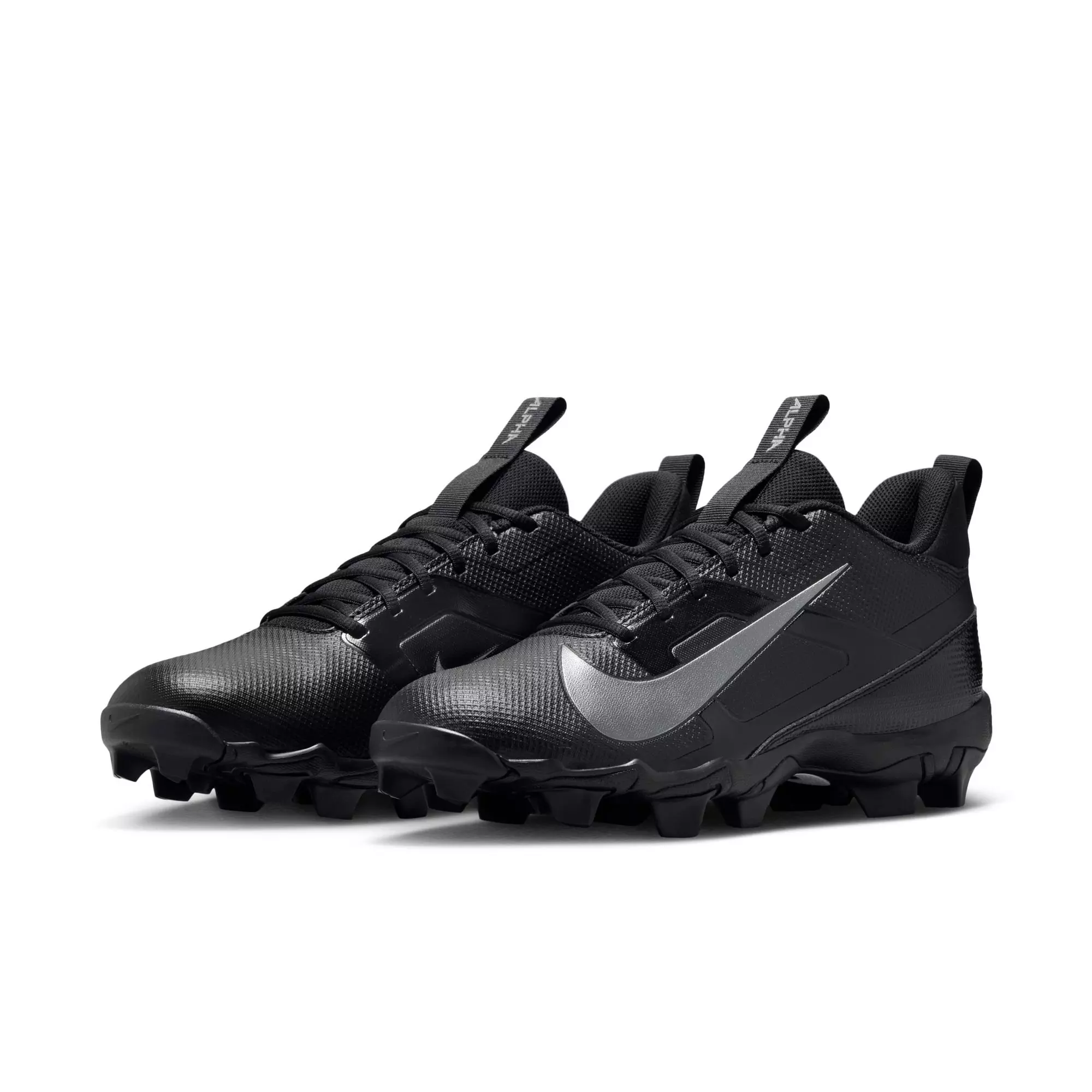 Nike Alpha Menace 4 Shark "Black/Metallic Silver" Men's Football Cleat - BLACK/SILVER