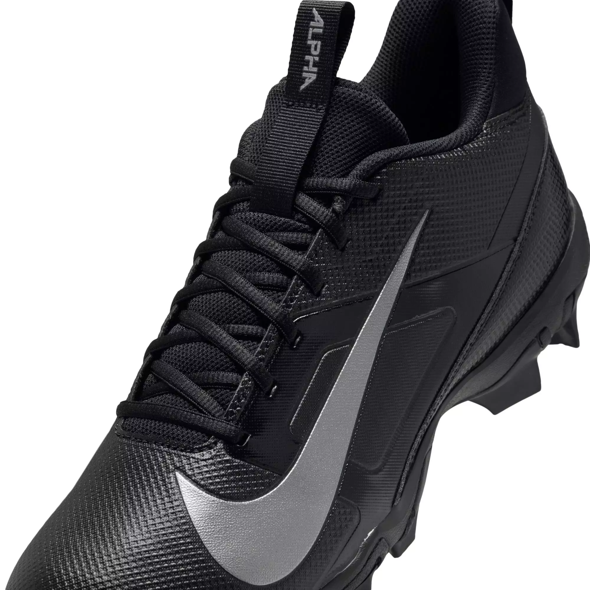 Nike Alpha Menace 4 Shark "Black/Metallic Silver" Men's Football Cleat - BLACK/SILVER
