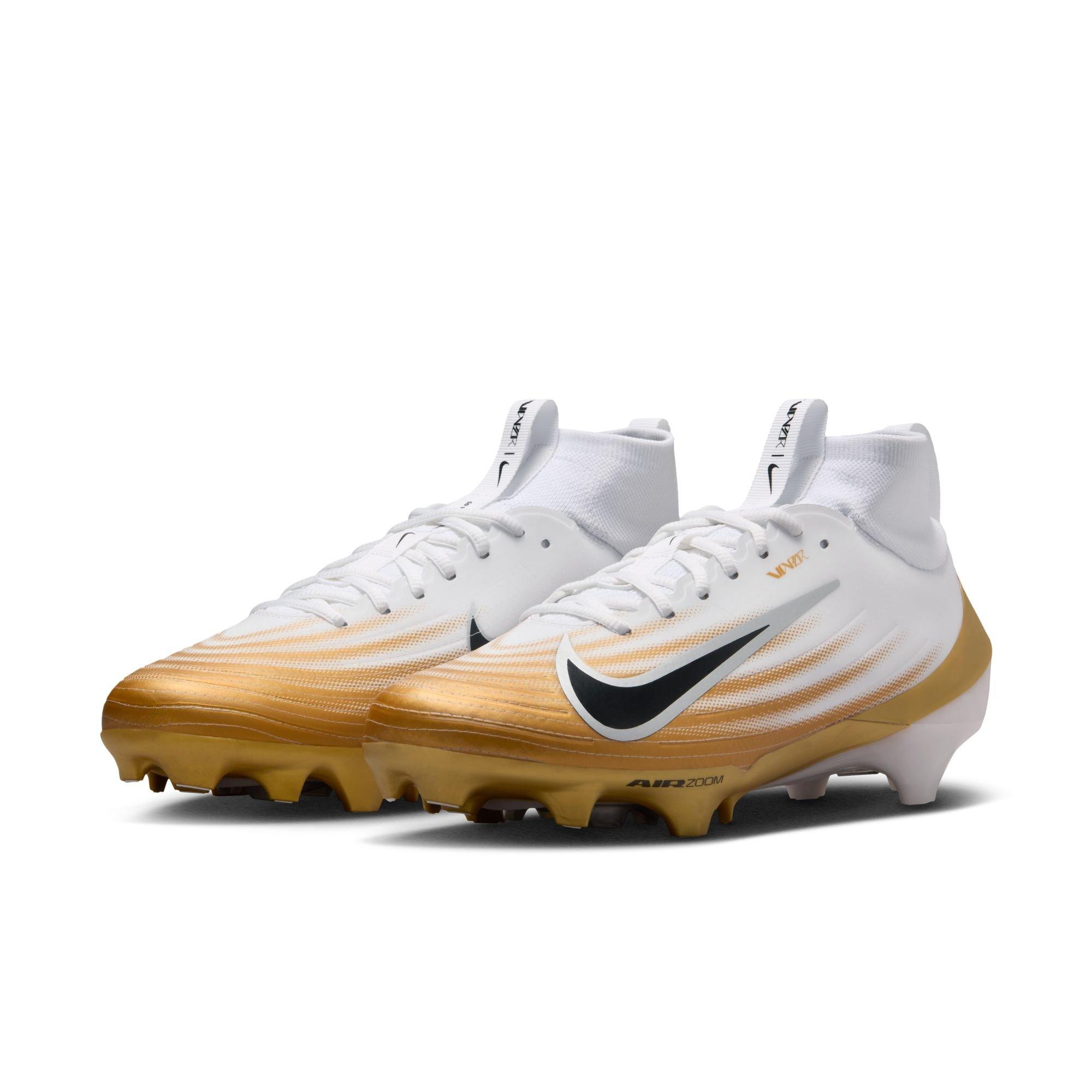 Nike Vapor Pro 1 "White/Black/Metallic Gold" Men's Football Cleat - WHITE/GOLD Thumbnail View 5