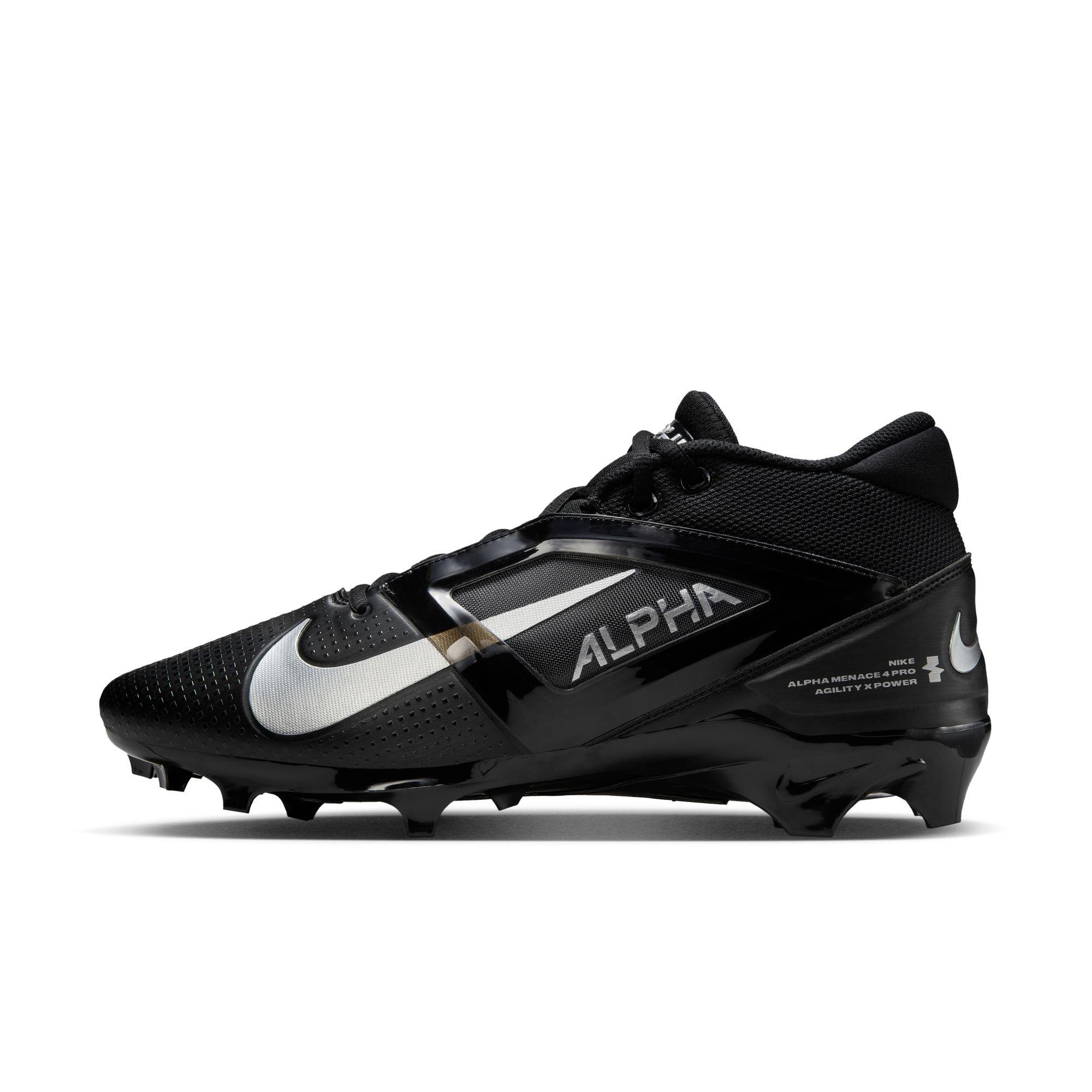 Nike Alpha Menace 4 Pro "Black/Metallic Silver" Men's Football Cleat - BLACK/SILVER Thumbnail View 3