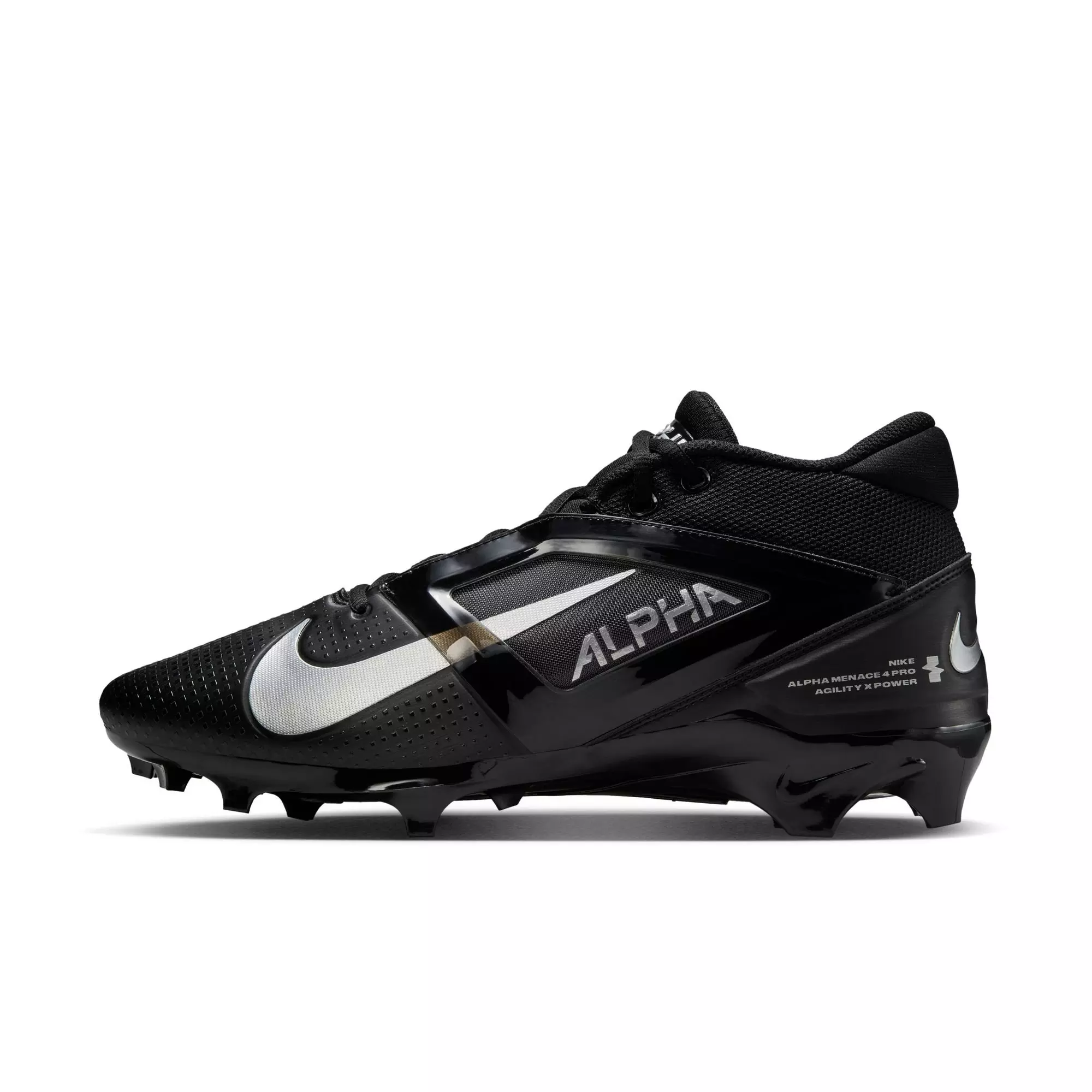 Nike Alpha Menace 4 Pro "Black/Metallic Silver" Men's Football Cleat - BLACK/SILVER