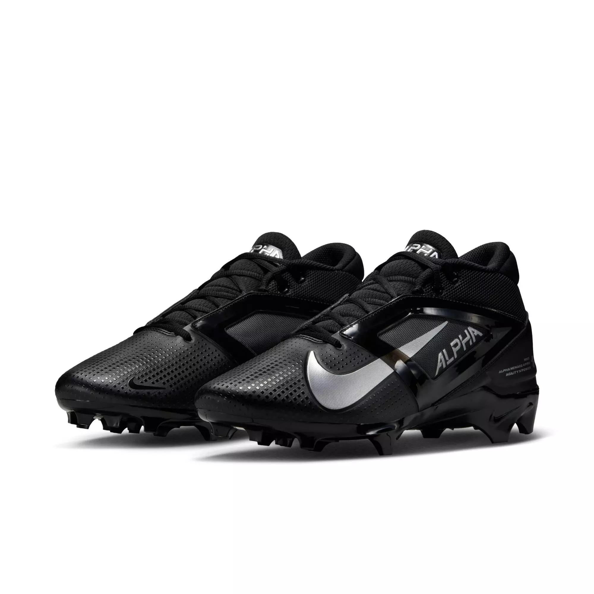Nike Alpha Menace 4 Pro "Black/Metallic Silver" Men's Football Cleat - BLACK/SILVER