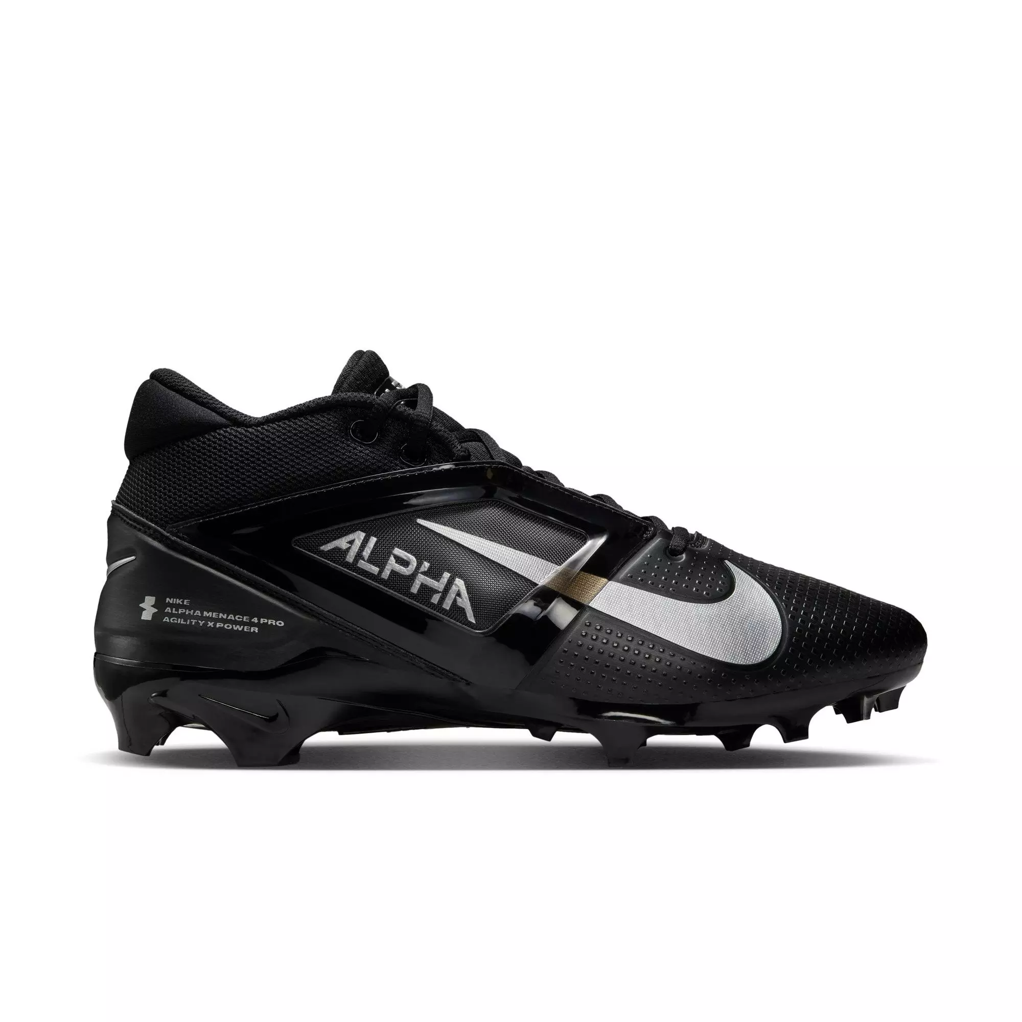 Nike Alpha Menace 4 Pro "Black/Metallic Silver" Men's Football Cleat - BLACK/SILVER