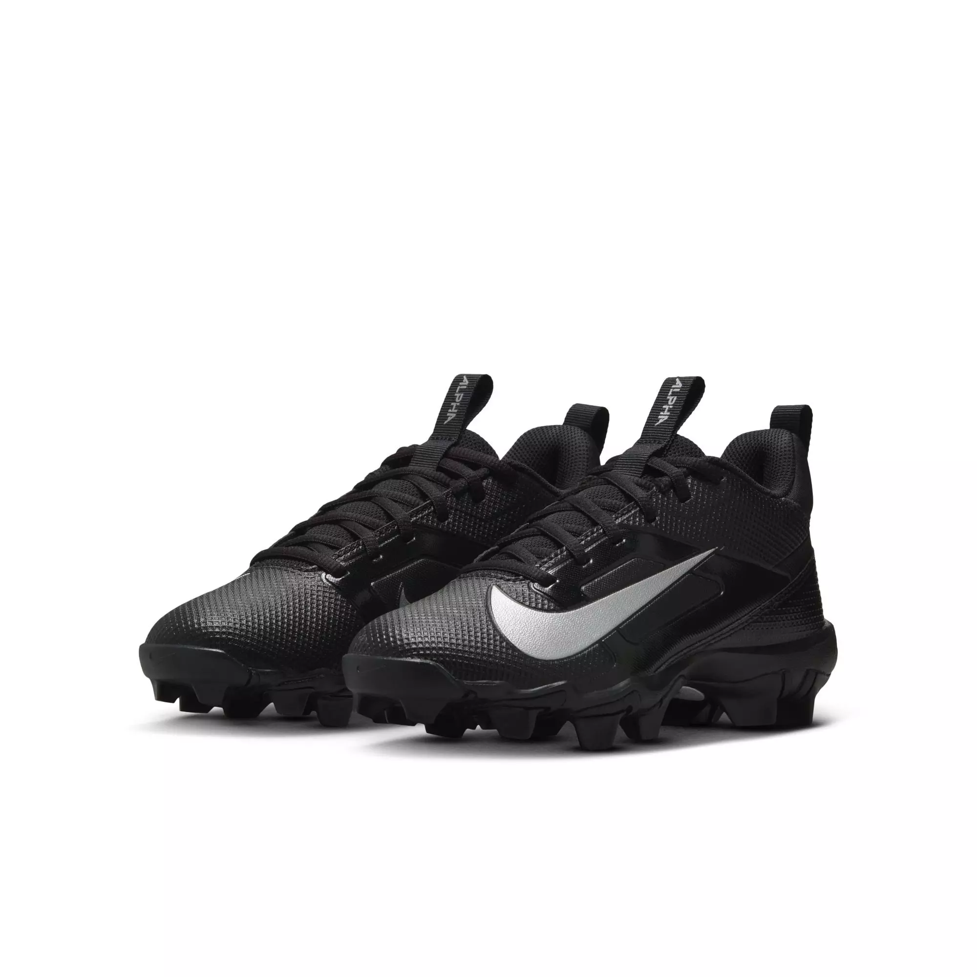 Nike Alpha Menace 4 Shark "Black/Metallic Silver" Grade School Boys' Football Cleat - BLACK/SILVER