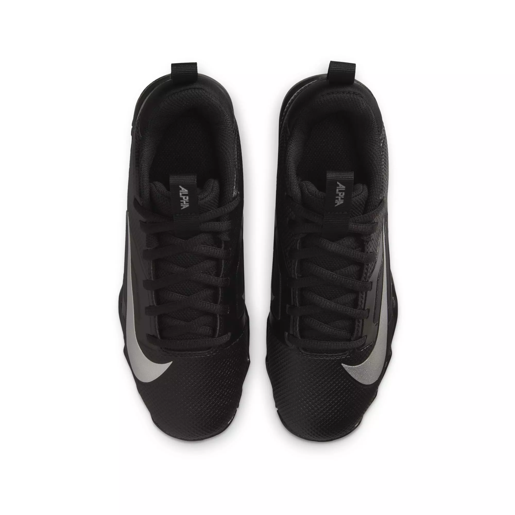 Nike Alpha Menace 4 Shark "Black/Metallic Silver" Grade School Boys' Football Cleat - BLACK/SILVER