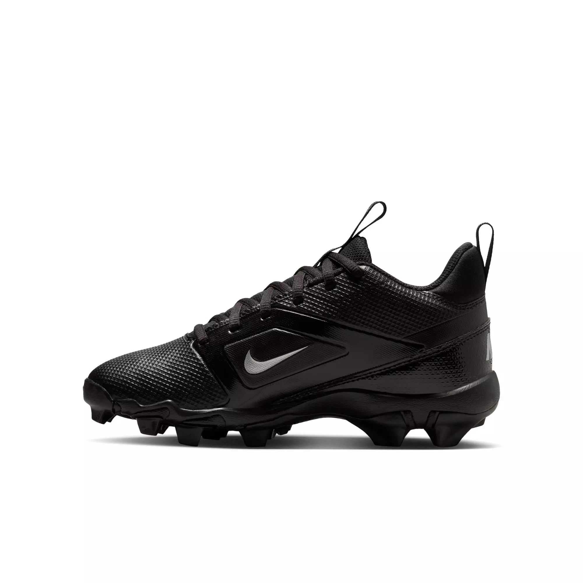 Nike Alpha Menace 4 Shark "Black/Metallic Silver" Grade School Boys' Wide Football Cleat - BLACK/SILVER