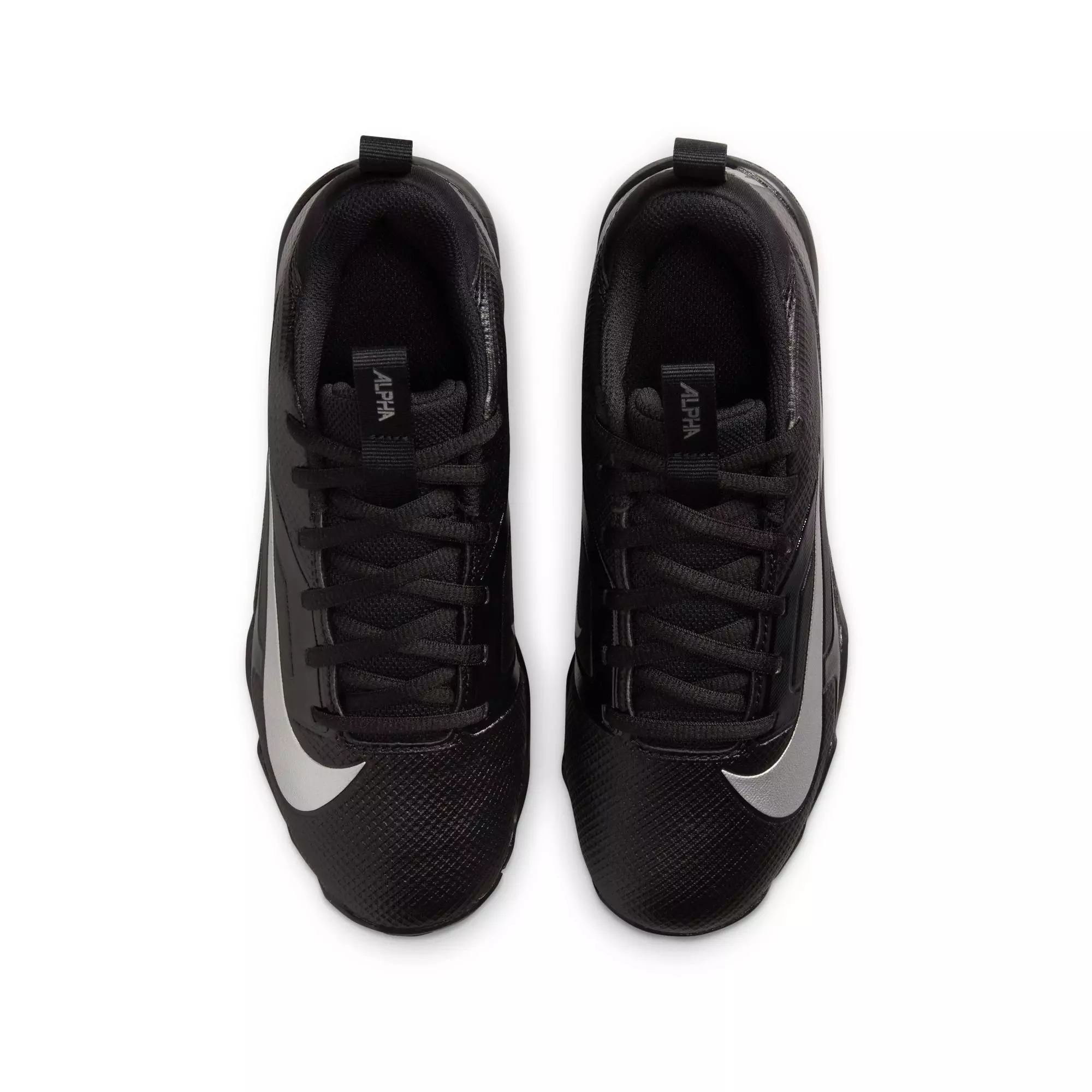 Nike Alpha Menace 4 Shark "Black/Metallic Silver" Grade School Boys' Wide Football Cleat - BLACK/SILVER