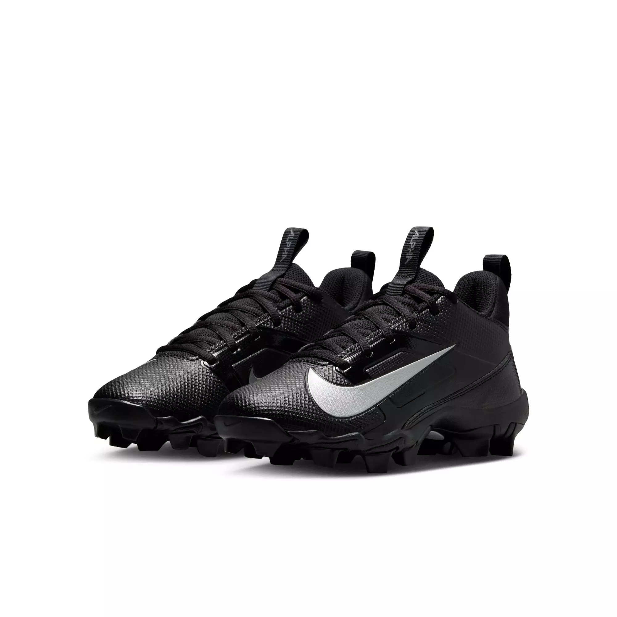 Nike Alpha Menace 4 Shark "Black/Metallic Silver" Preschool Boys' Wide Football Cleat - BLACK/SILVER