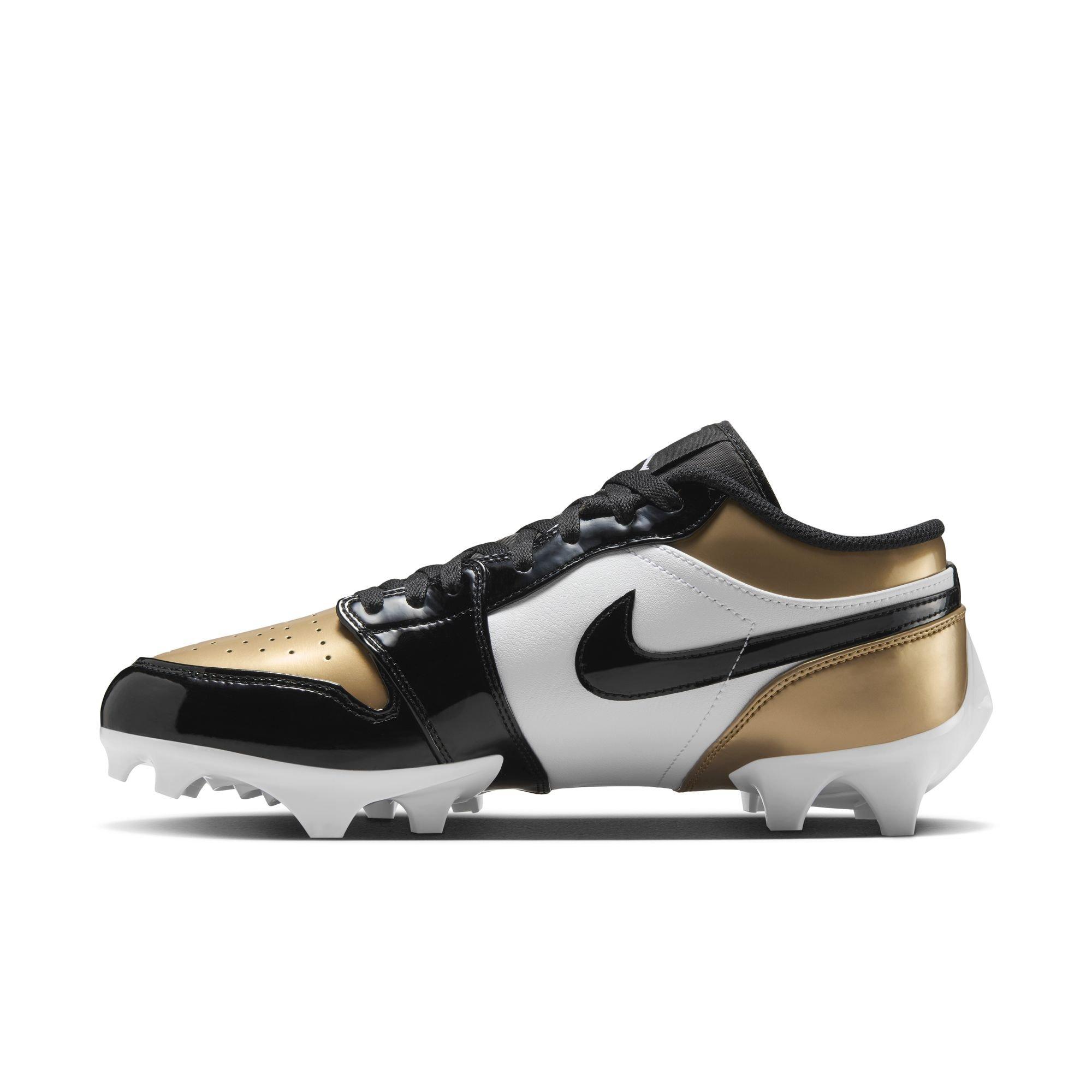 Jordan 1 Low TD "Metallic Gold/Black/White" Men's Football Cleat - GOLD/BLACK/WHITE Thumbnail View 4