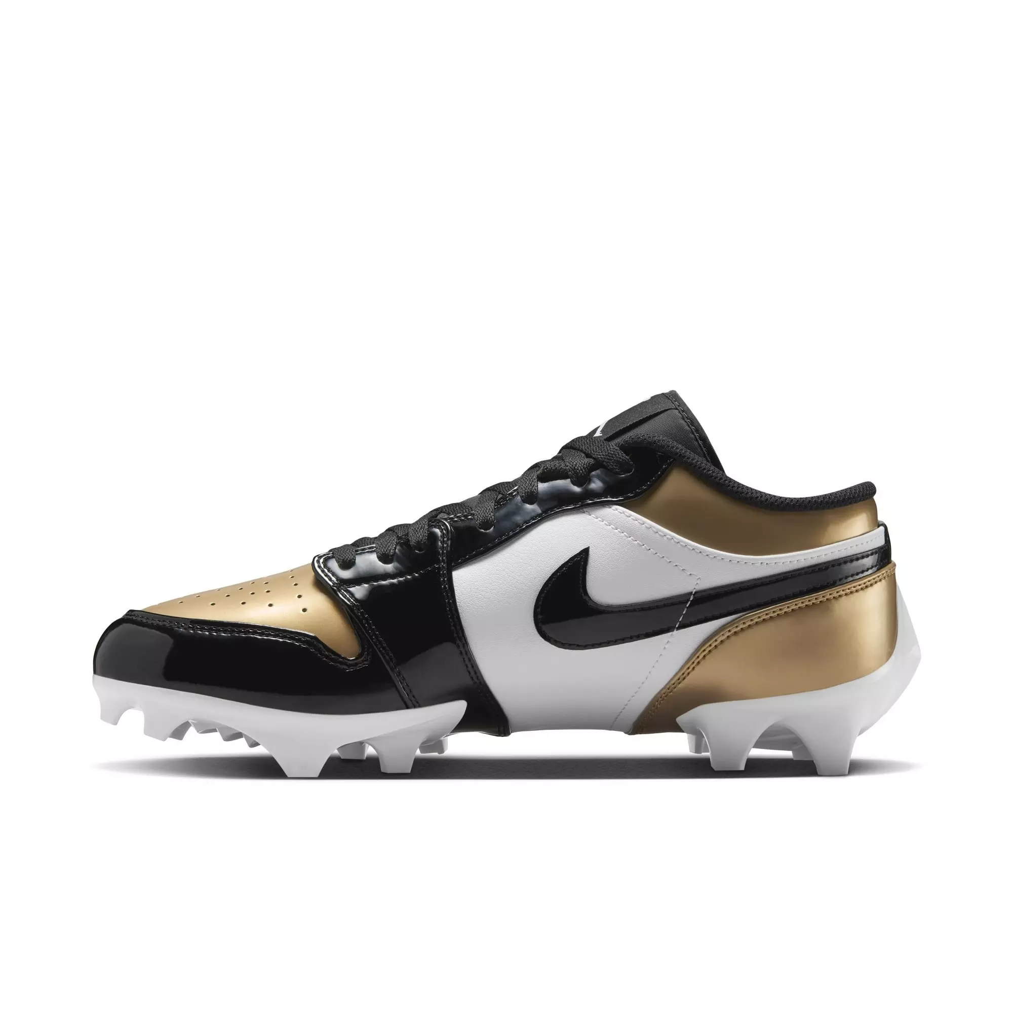 Jordan 1 Low TD "Metallic Gold/Black/White" Men's Football Cleat - GOLD/BLACK/WHITE