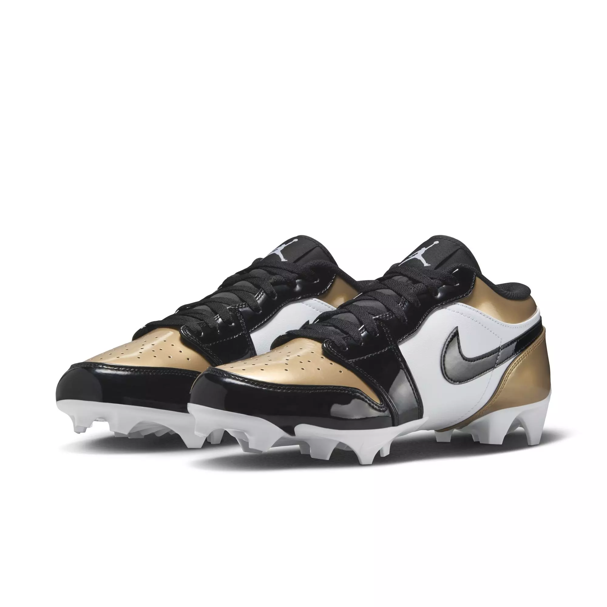 Jordan 1 Low TD "Metallic Gold/Black/White" Men's Football Cleat - GOLD/BLACK/WHITE