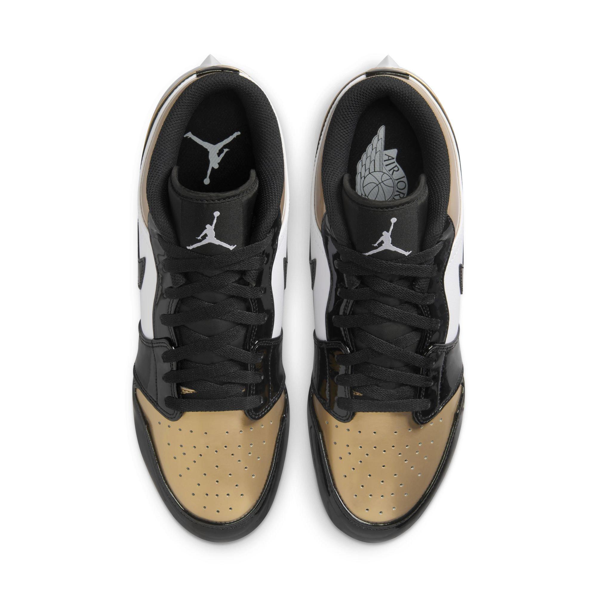 Jordan 1 Low TD "Metallic Gold/Black/White" Men's Football Cleat - GOLD/BLACK/WHITE Thumbnail View 6