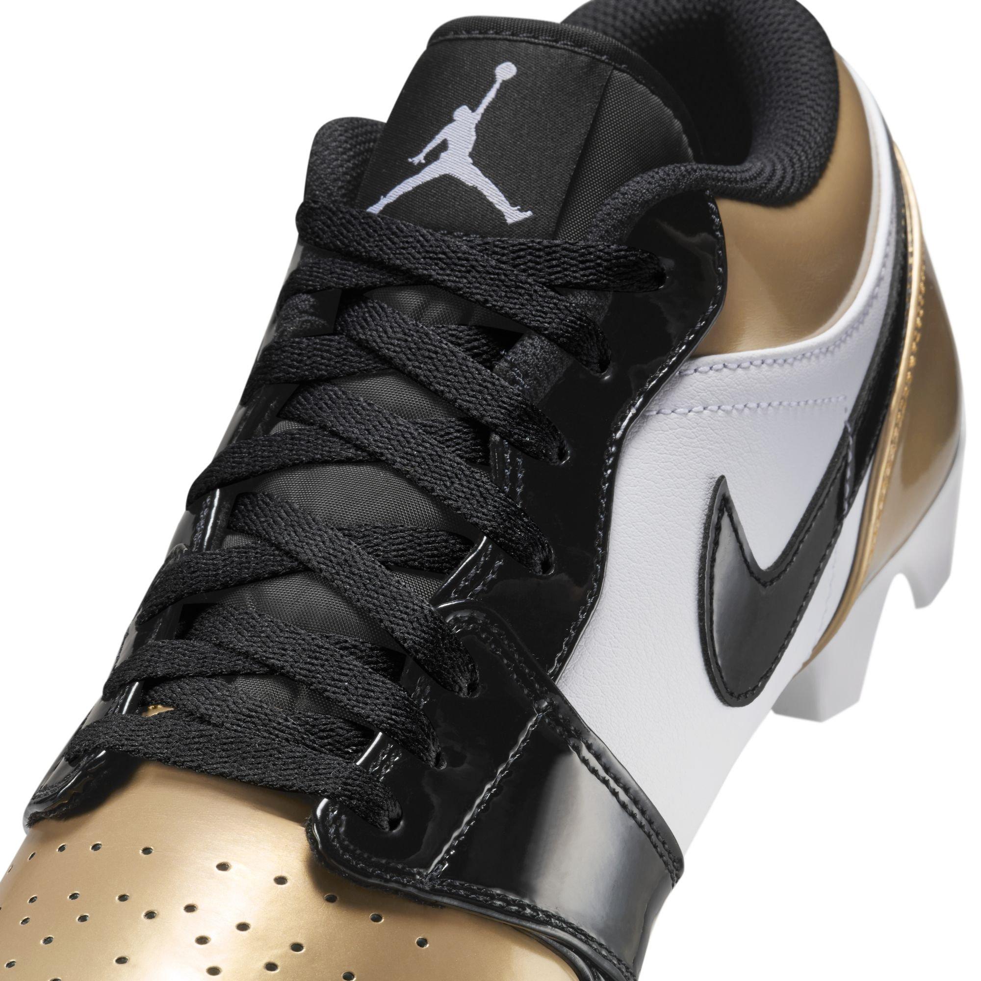 Jordan 1 Low TD "Metallic Gold/Black/White" Men's Football Cleat - GOLD/BLACK/WHITE Thumbnail View 10