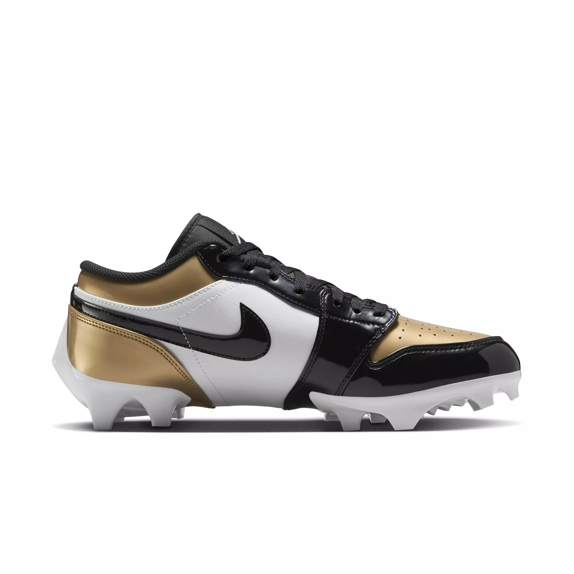 Jordan 1 Low TD "Metallic Gold/Black/White" Men's Football Cleat - GOLD/BLACK/WHITE