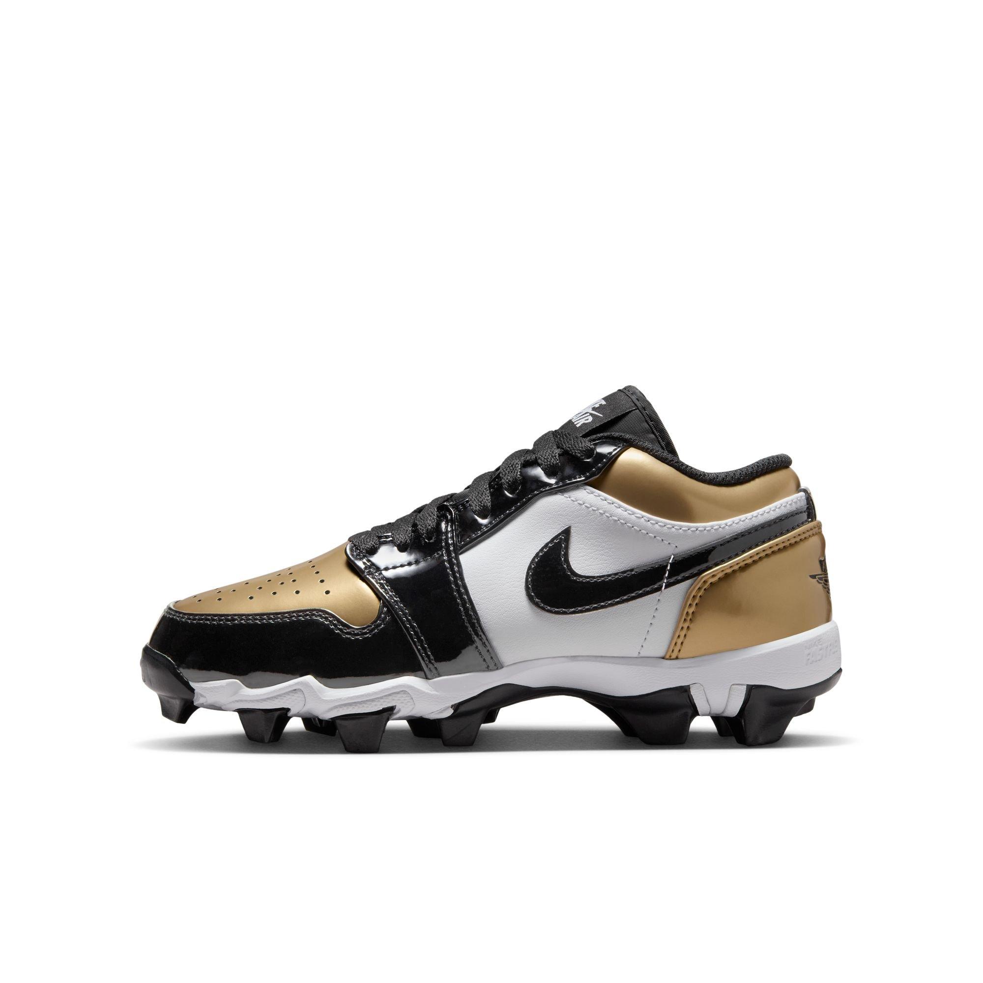 Jordan 1 Low Grade School Boys' "Metallic Gold/White" Football Cleat