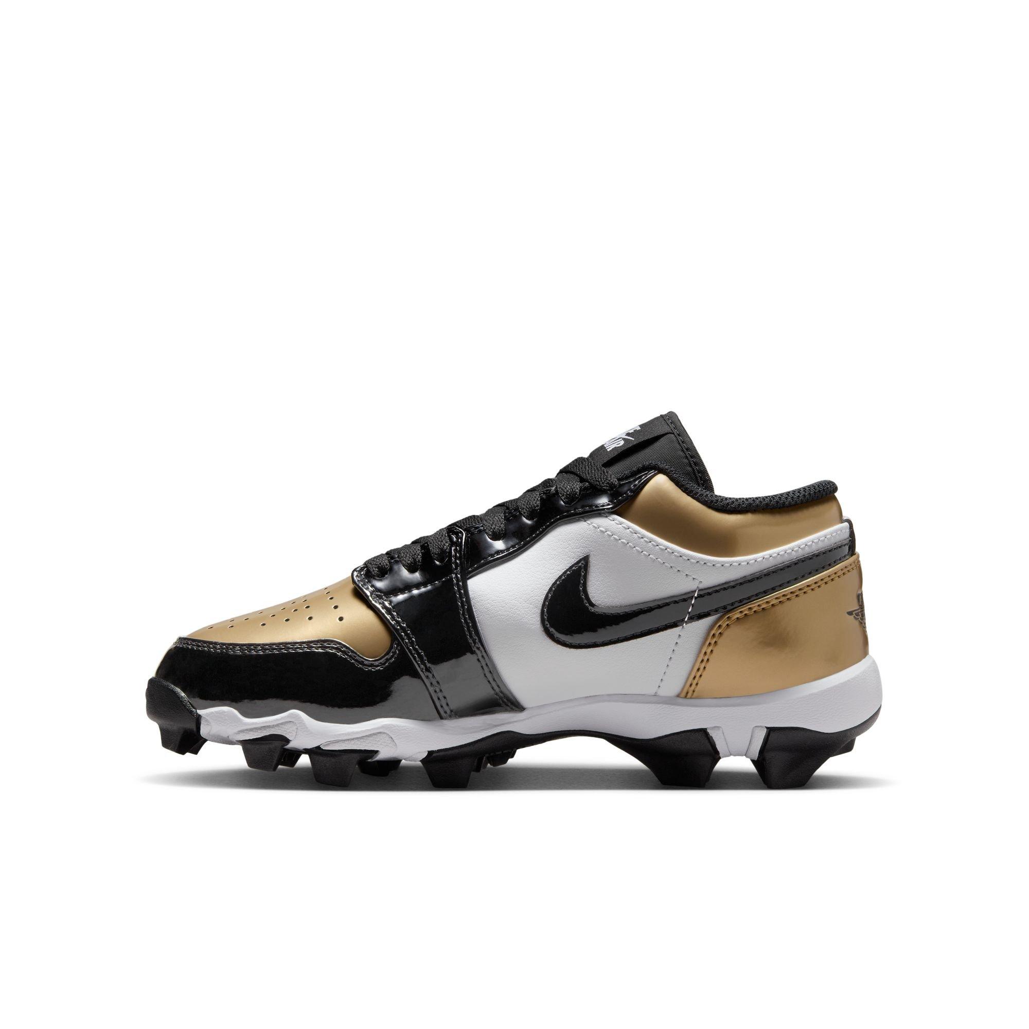 Jordan 1 Low Grade School Boys' "Metallic Gold/White" Football Cleat