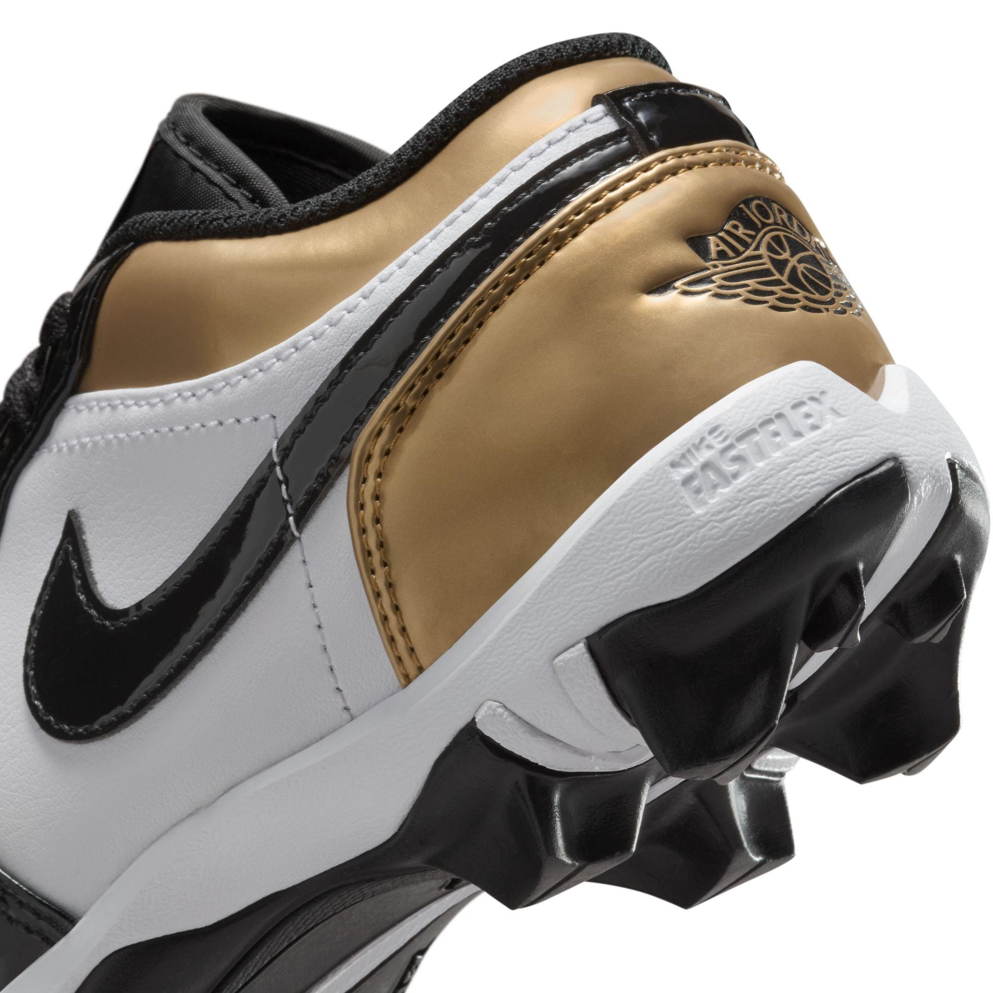 Jordan 1 Low Grade School Boys' "Metallic Gold/White" Football Cleat
