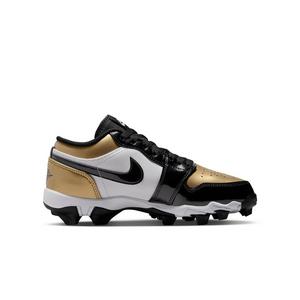 Jordan 1 Low "Metallic Gold/Black/White" Grade School Boys' Football Cleat