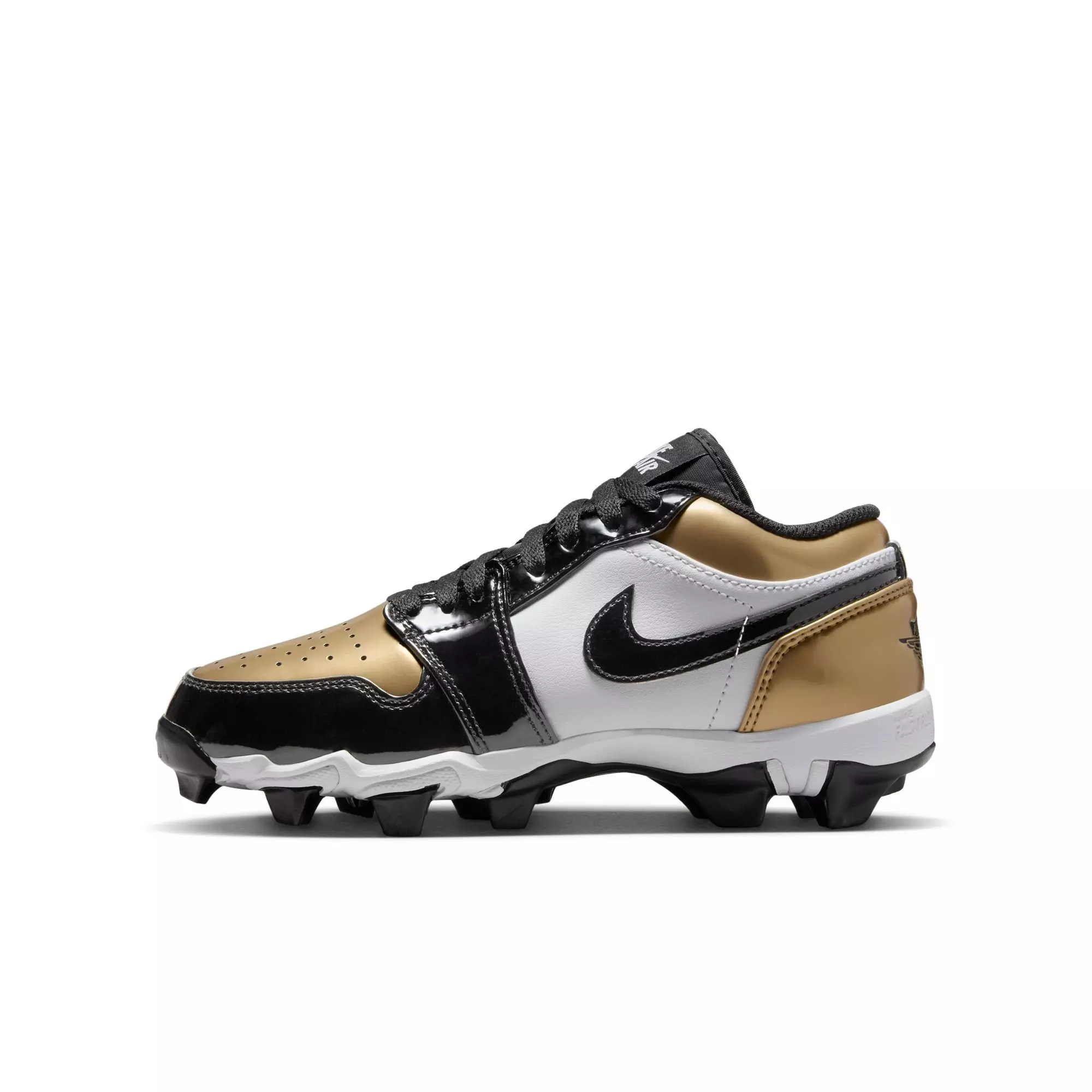 Jordan 1 Low "Metallic Gold/Black/White" Preschool Boys' Multisport Cleat - GOLD/BLACK/WHITE