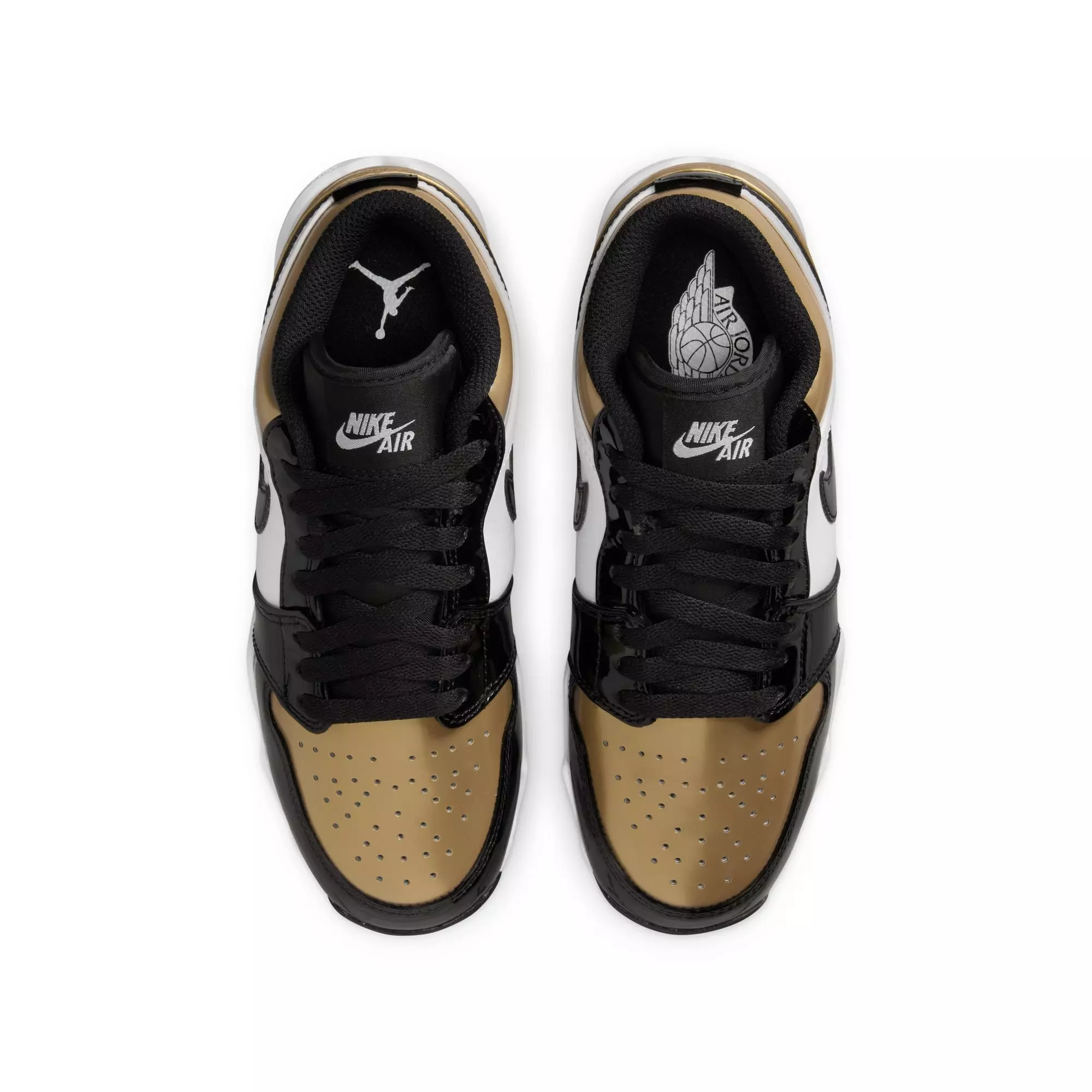 Jordan 1 Low "Metallic Gold/Black/White" Preschool Boys' Multisport Cleat - GOLD/BLACK/WHITE