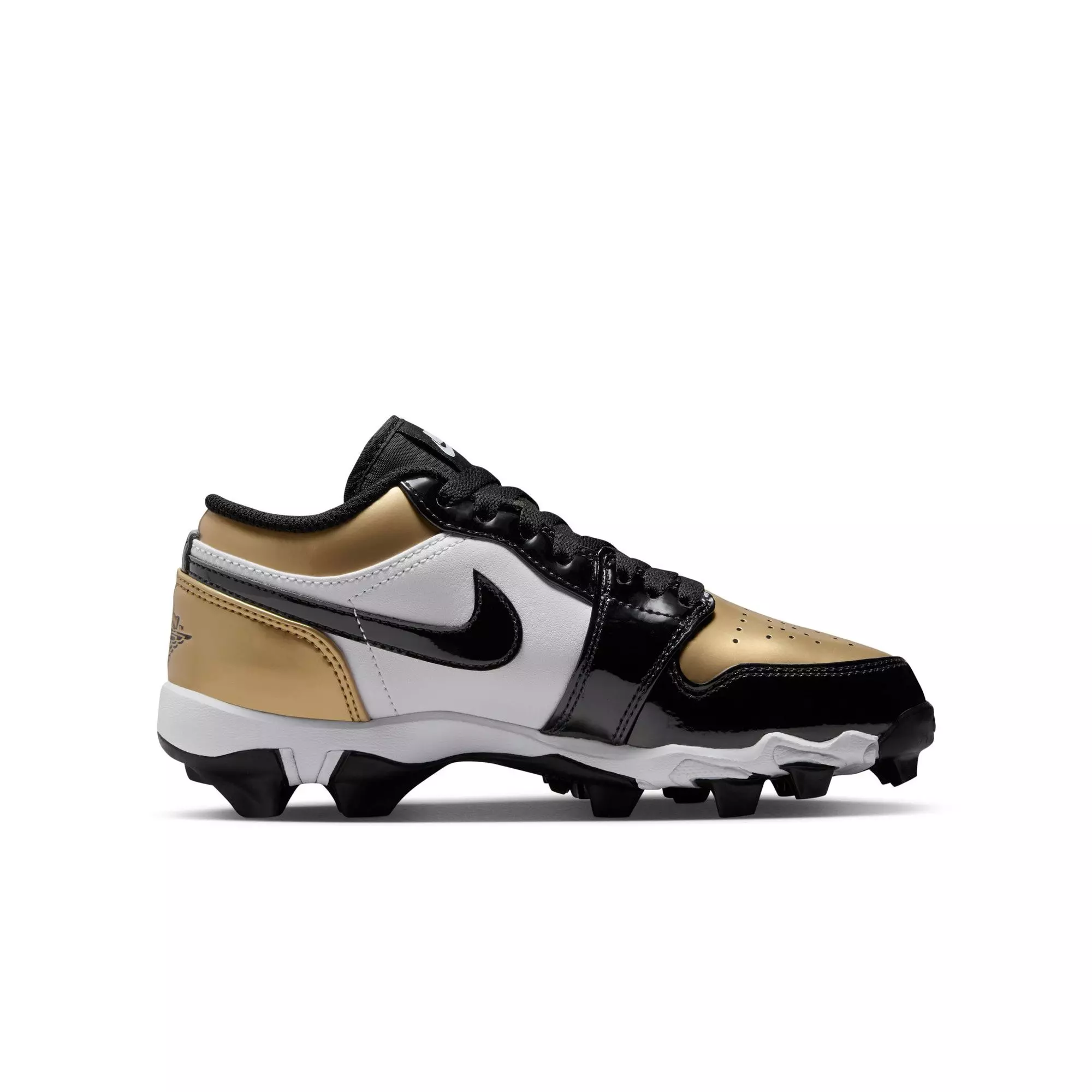 Jordan 1 Low "Metallic Gold/Black/White" Preschool Boys' Multisport Cleat - GOLD/BLACK/WHITE