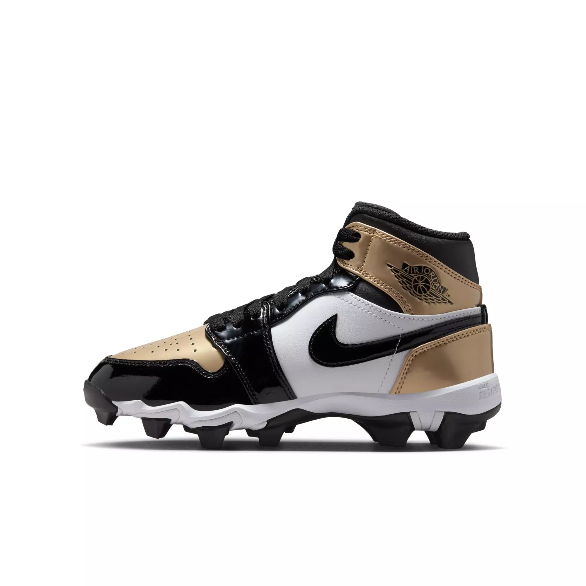 Jordan 1 Mid "Metallic Gold/Black/White" Grade School Boys' Multisport Cleat - GOLD/BLACK/WHITE