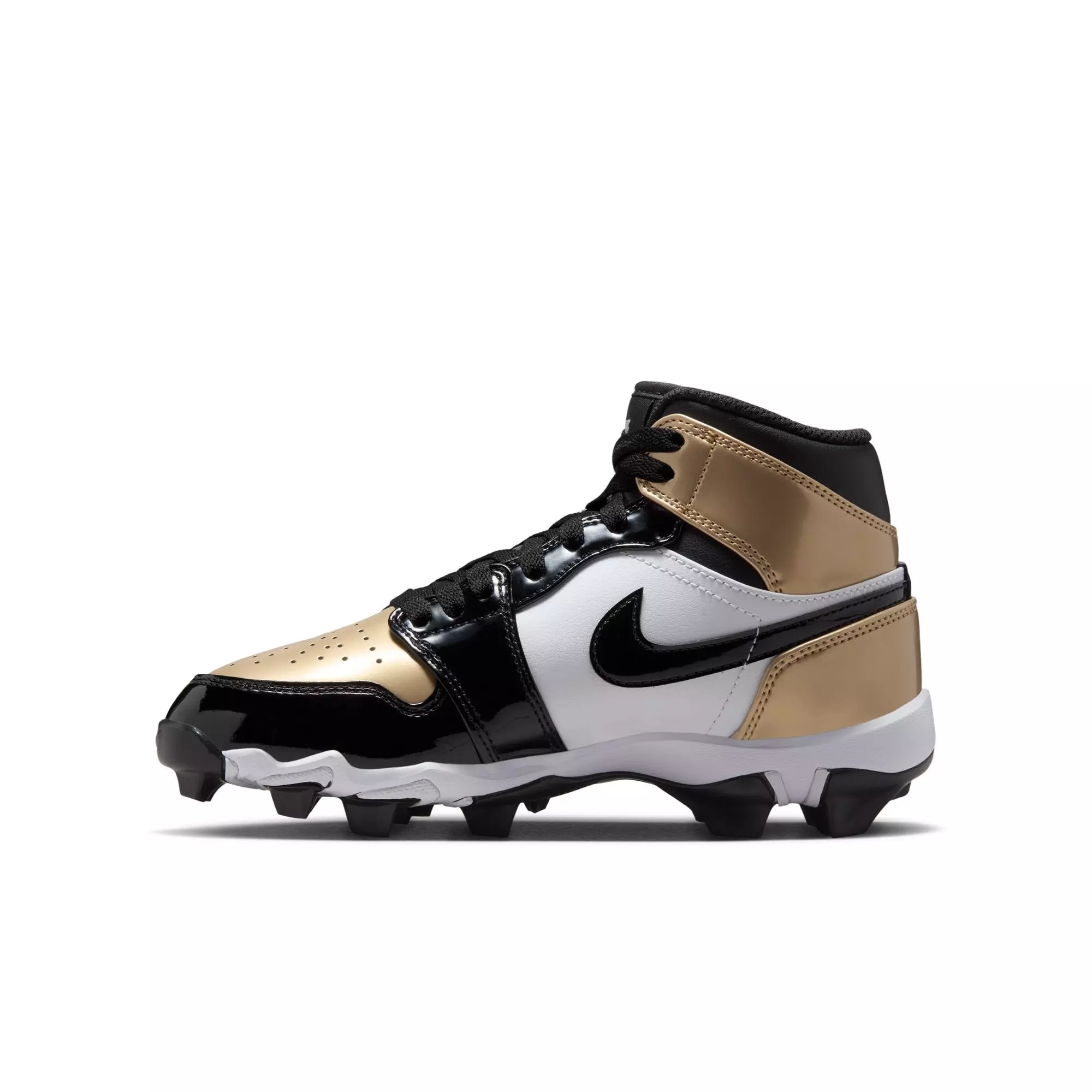 Jordan 1 Mid "Metallic Gold/Black/White" Grade School Boys' Multisport Cleat - GOLD/BLACK/WHITE