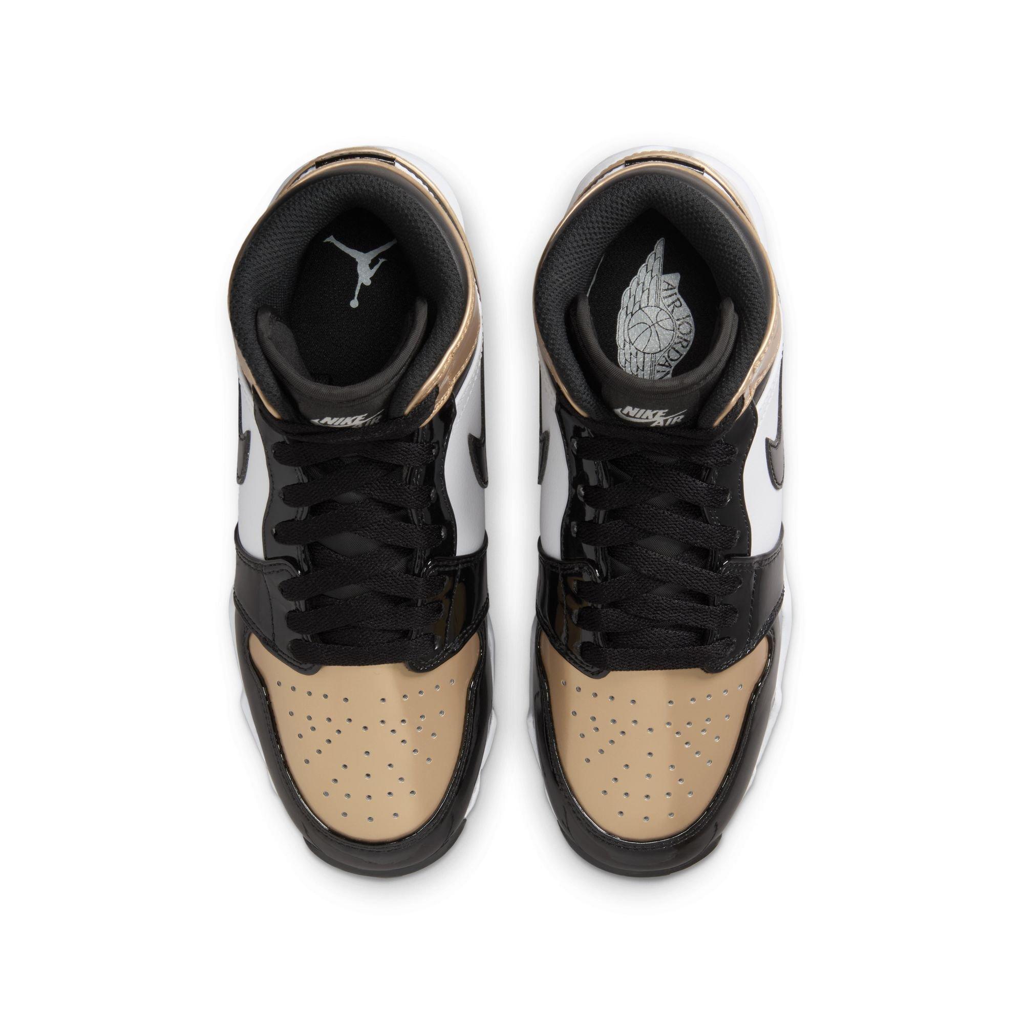 Jordan 1 Mid Grade School Boys' "Metallic Gold/Black/White" Football Cleat​