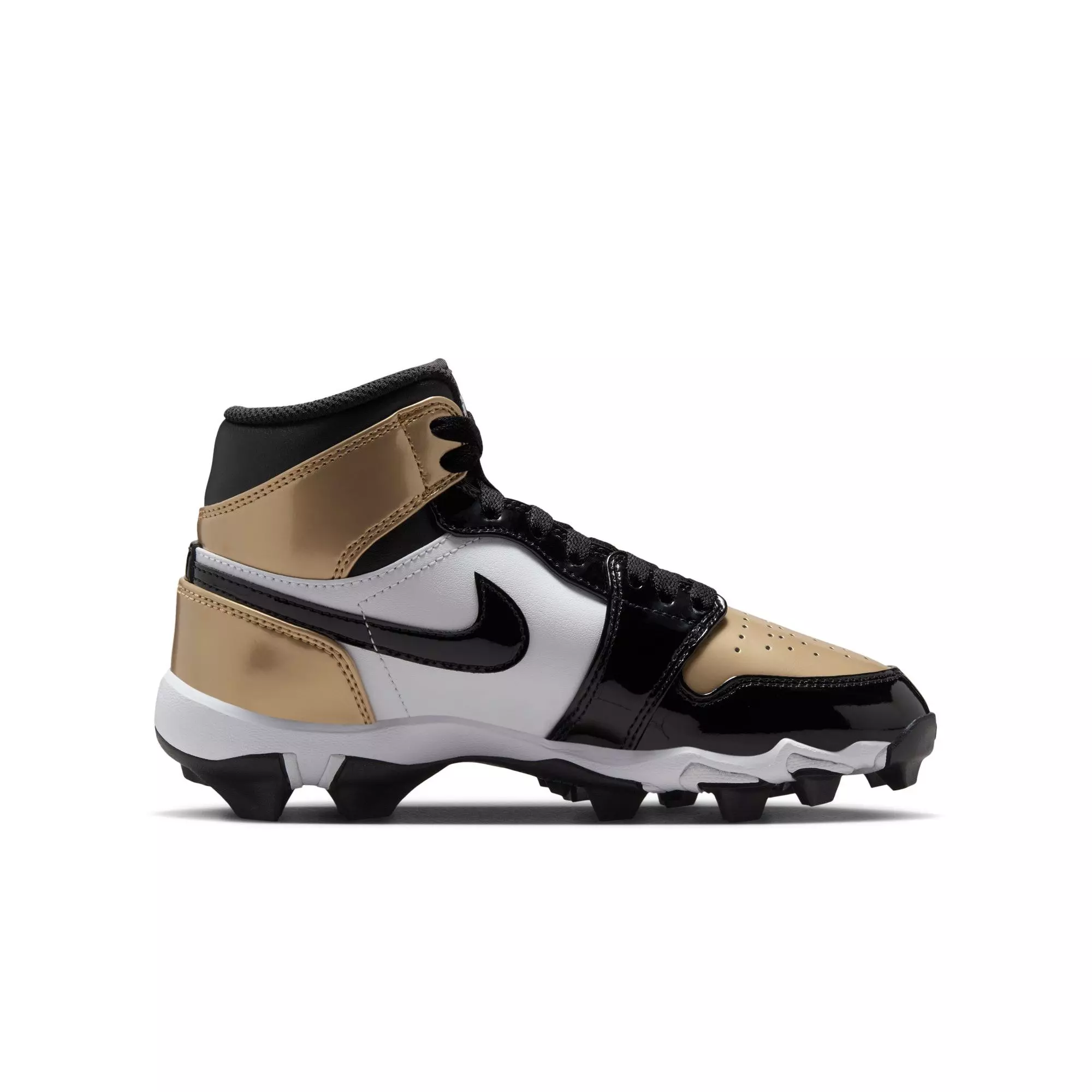 Jordan 1 Mid "Metallic Gold/Black/White" Grade School Boys' Multisport Cleat - GOLD/BLACK/WHITE