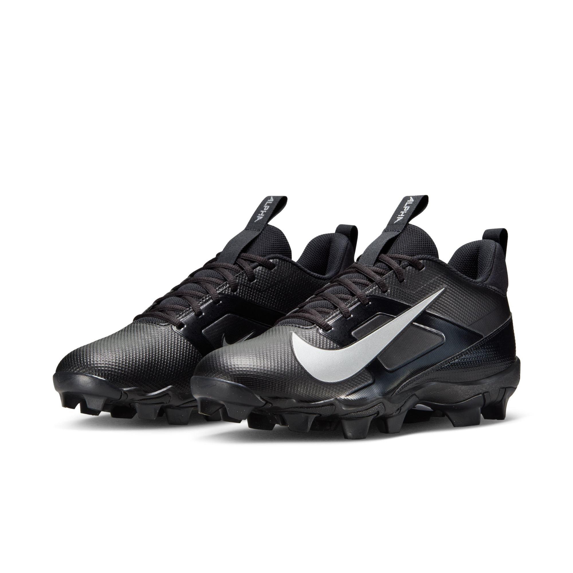 Nike Alpha Menace 4 Shark "Black/Metallic Silver" Men's Wide Football Cleat - BLACK/SILVER Thumbnail View 5