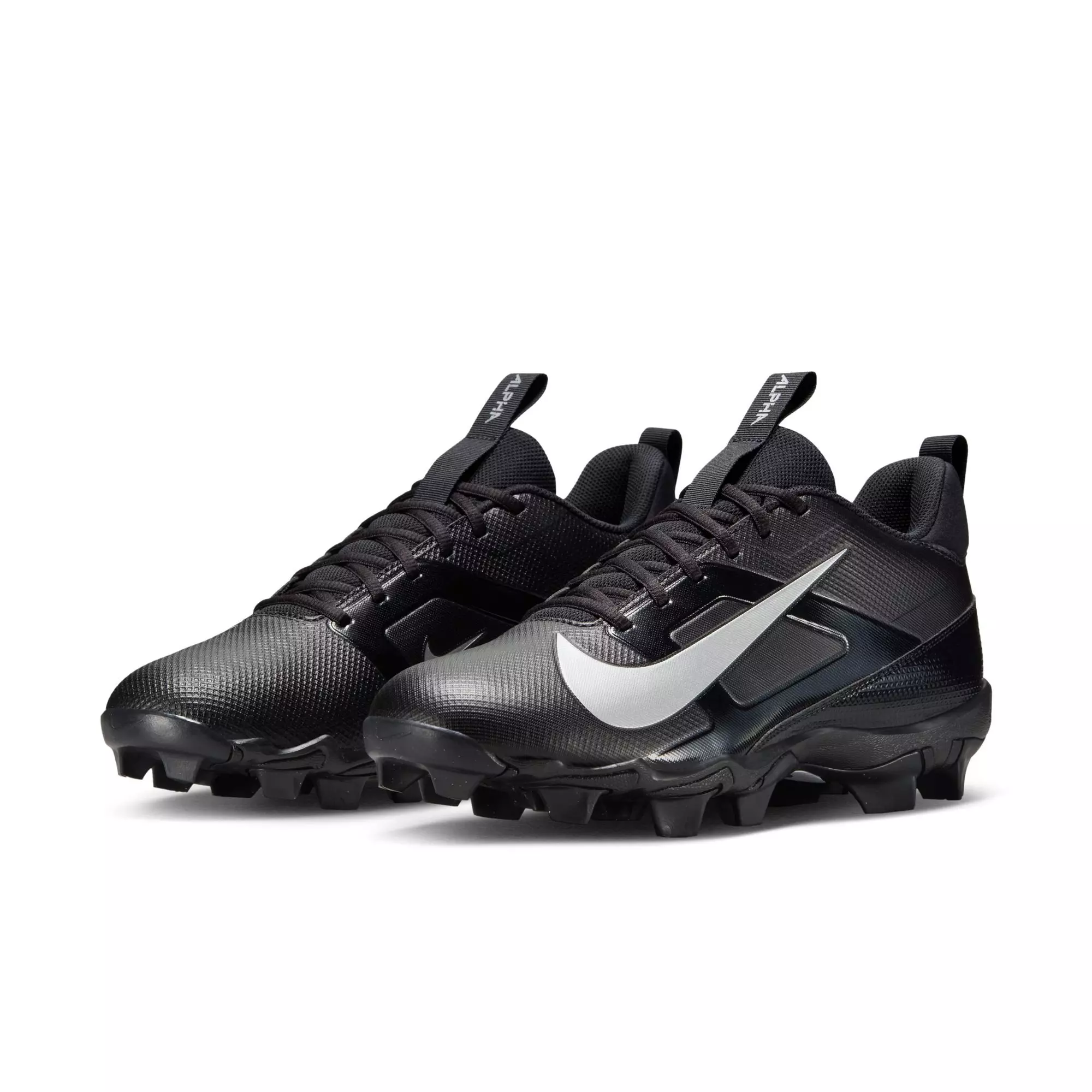 Nike Alpha Menace 4 Shark "Black/Metallic Silver" Men's Wide Football Cleat - BLACK/SILVER