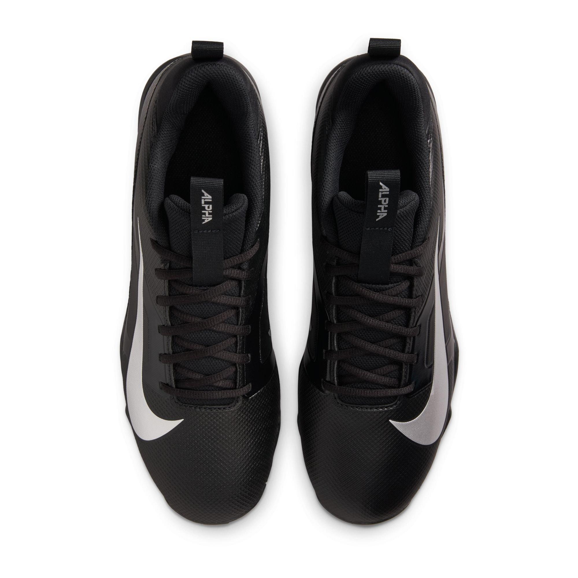 Nike Alpha Menace 4 Shark "Black/Metallic Silver" Men's Wide Football Cleat - BLACK/SILVER Thumbnail View 6