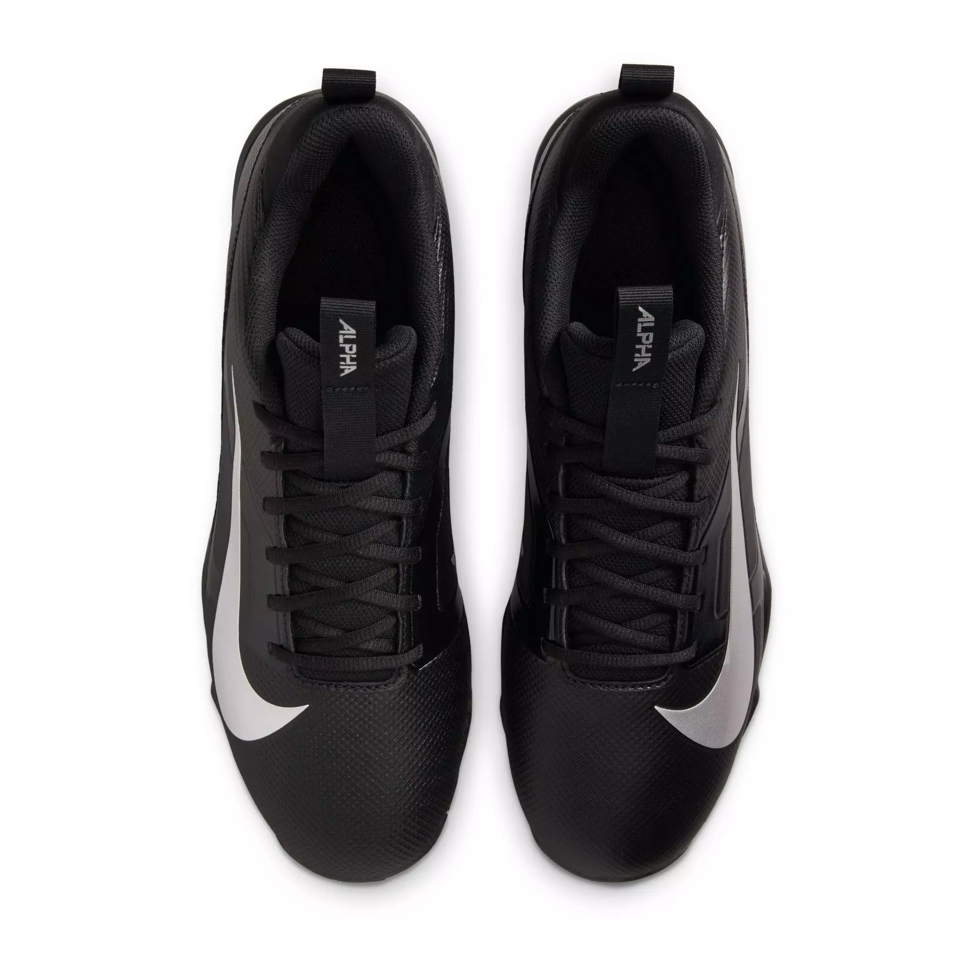 Nike Alpha Menace 4 Shark "Black/Metallic Silver" Men's Wide Football Cleat - BLACK/SILVER