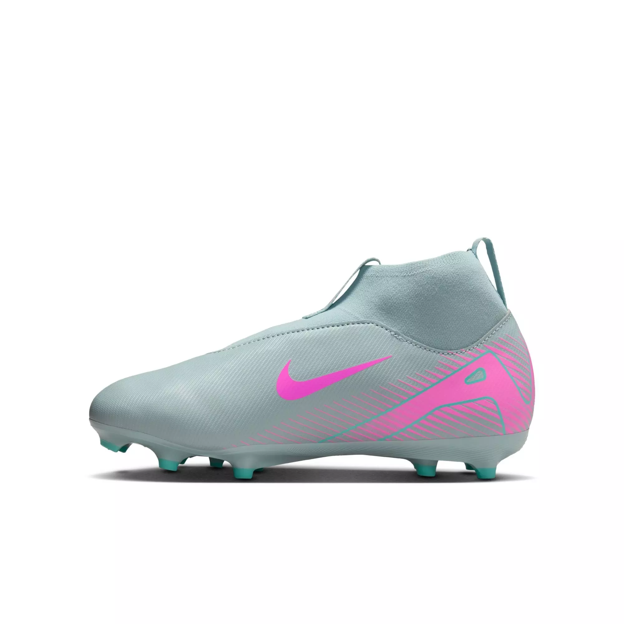 Nike Jr. Mercurial Superfly 10 Academy​ MG "Ocean Cube/Pink Blast" Grade School Boys' Soccer Cleat - GREY/PINK