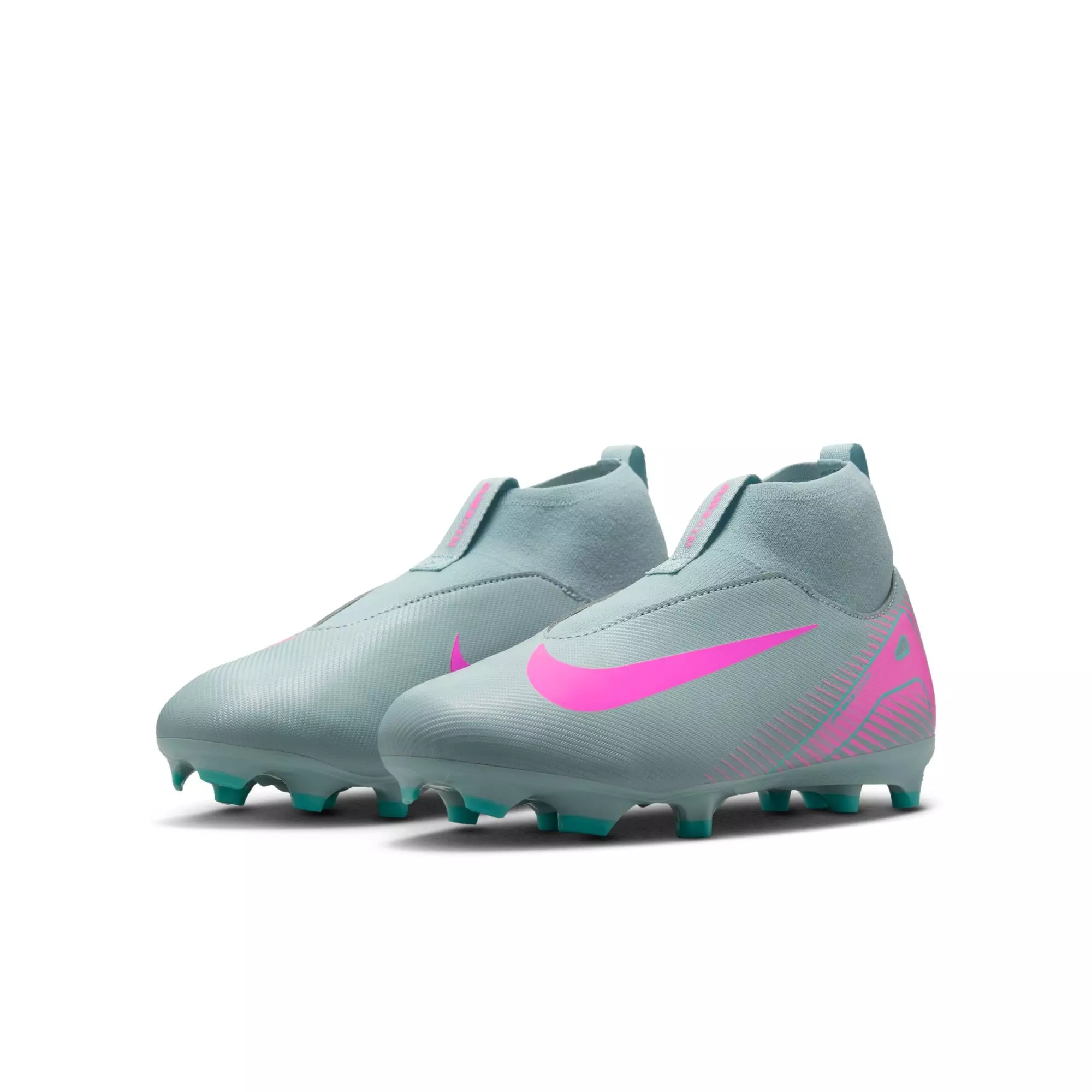 Nike Jr. Mercurial Superfly 10 Academy​ MG "Ocean Cube/Pink Blast" Grade School Boys' Soccer Cleat - GREY/PINK
