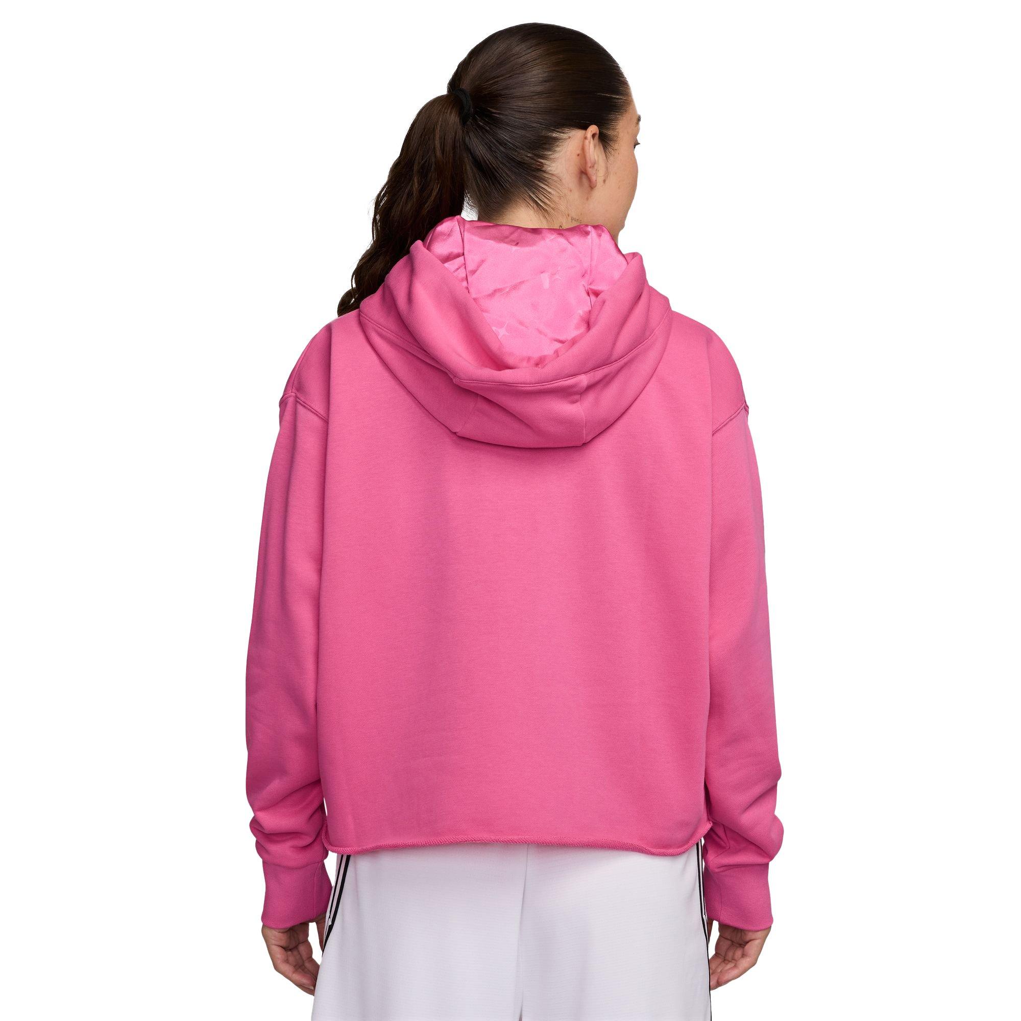 Nike A'ja Wilson Women's Oversized Cropped Basketball Hoodie - PINK Thumbnail View 2