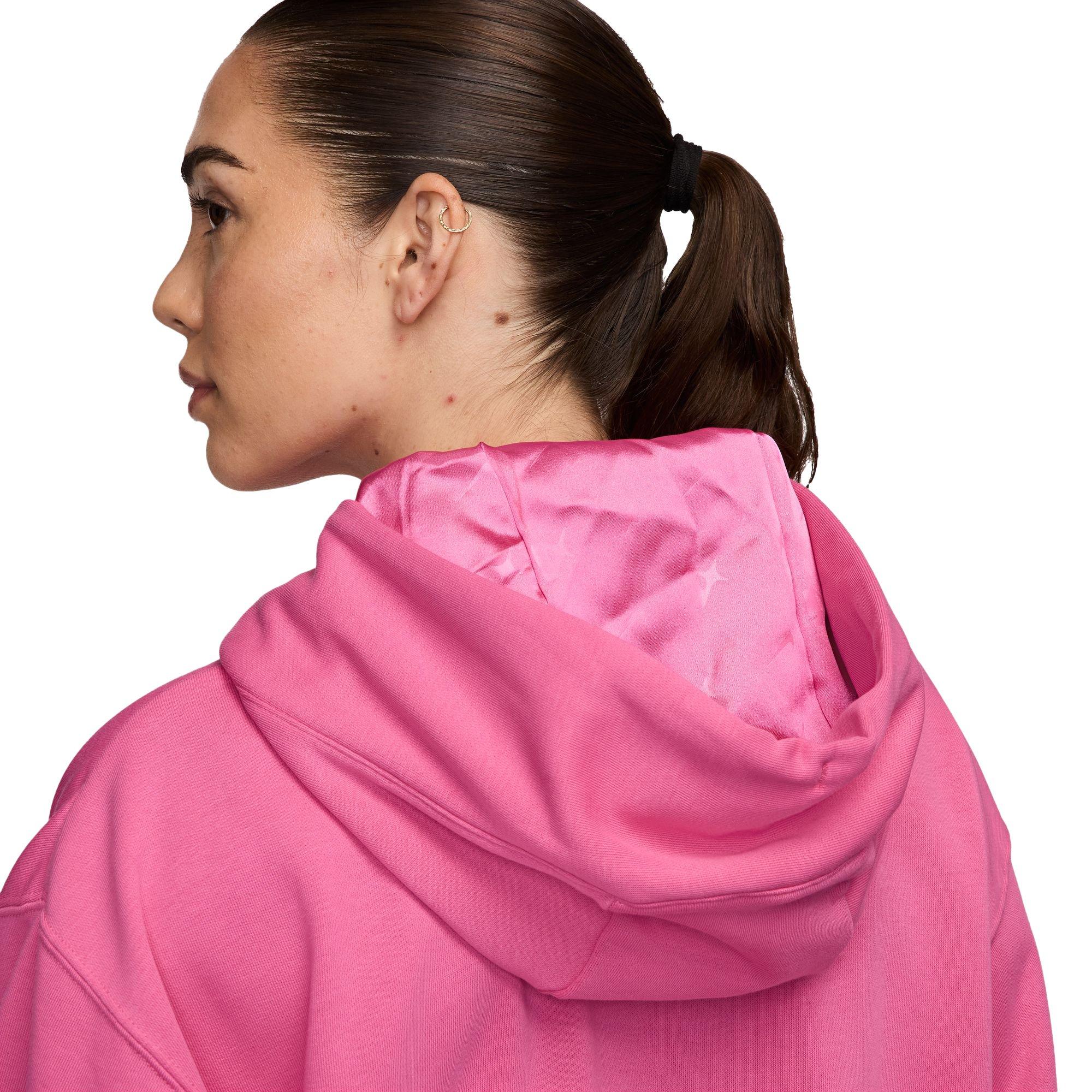Nike A'ja Wilson Women's Oversized Cropped Basketball Hoodie - PINK Thumbnail View 3