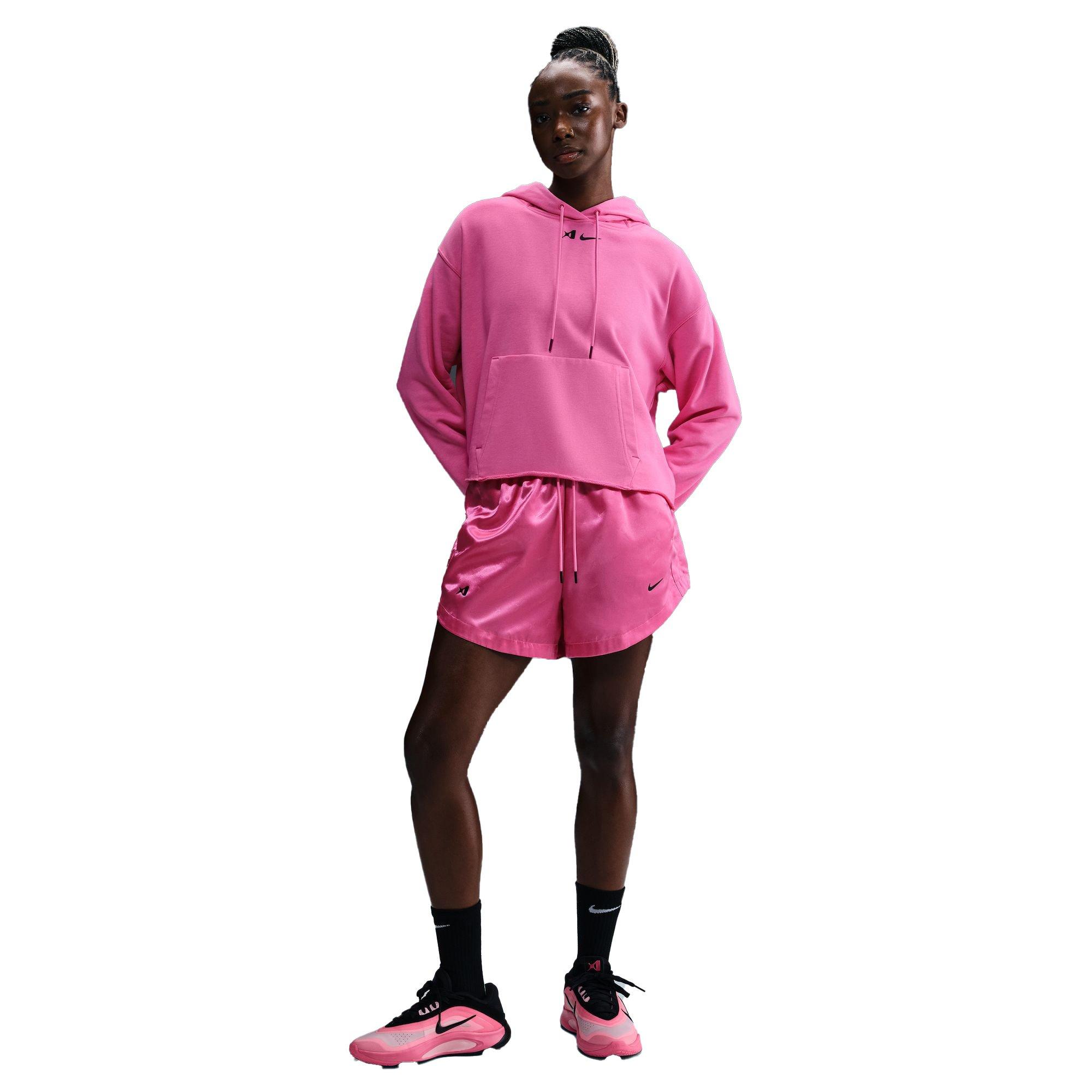 Nike A'ja Wilson Women's Oversized Cropped Basketball Hoodie - PINK Thumbnail View 6
