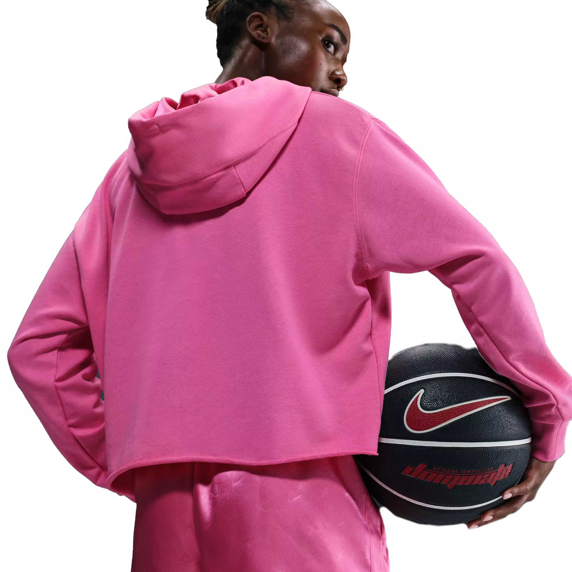 Nike A'ja Wilson Women's Oversized Cropped Basketball Hoodie - PINK