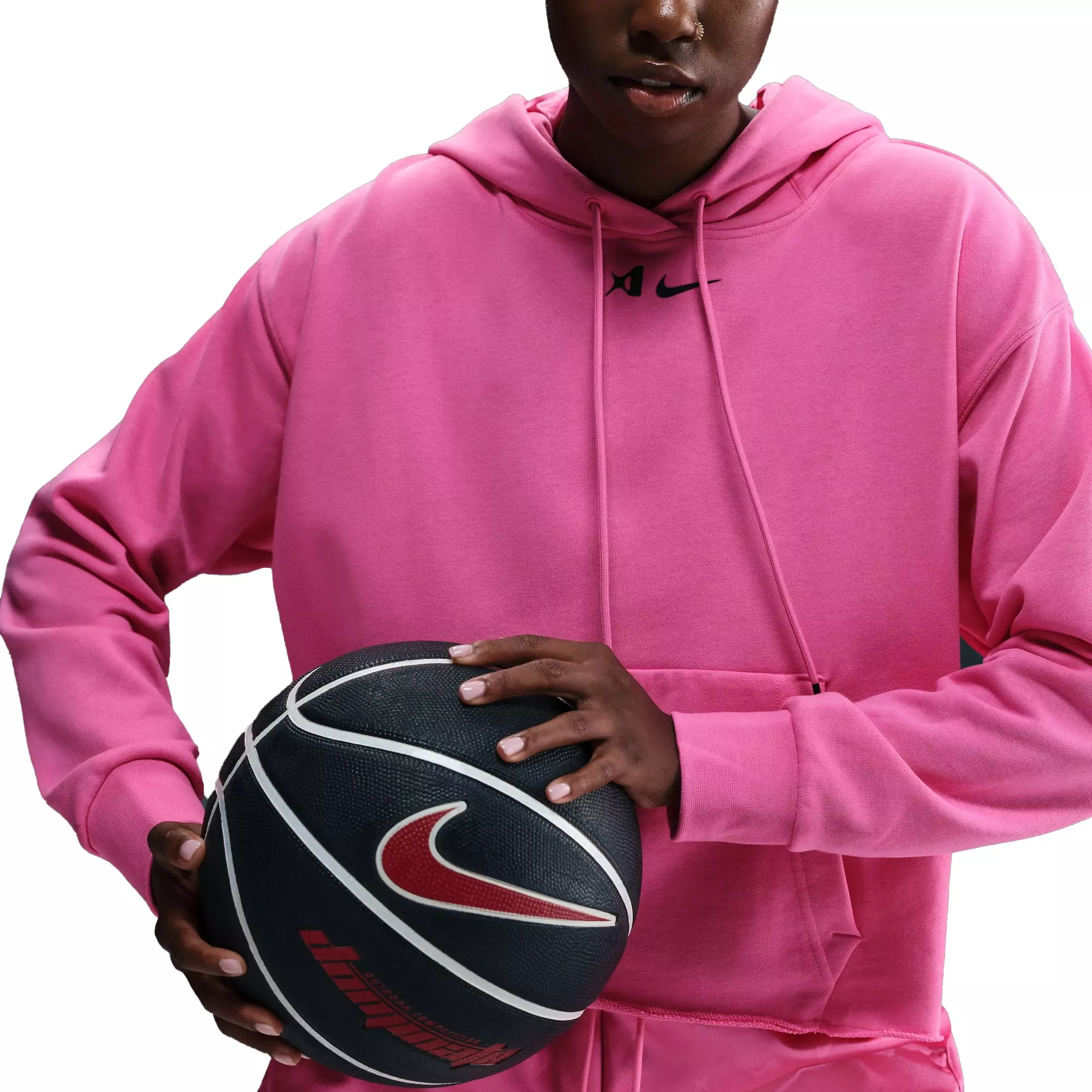 Nike A'ja Wilson Women's Oversized Cropped Basketball Hoodie - PINK